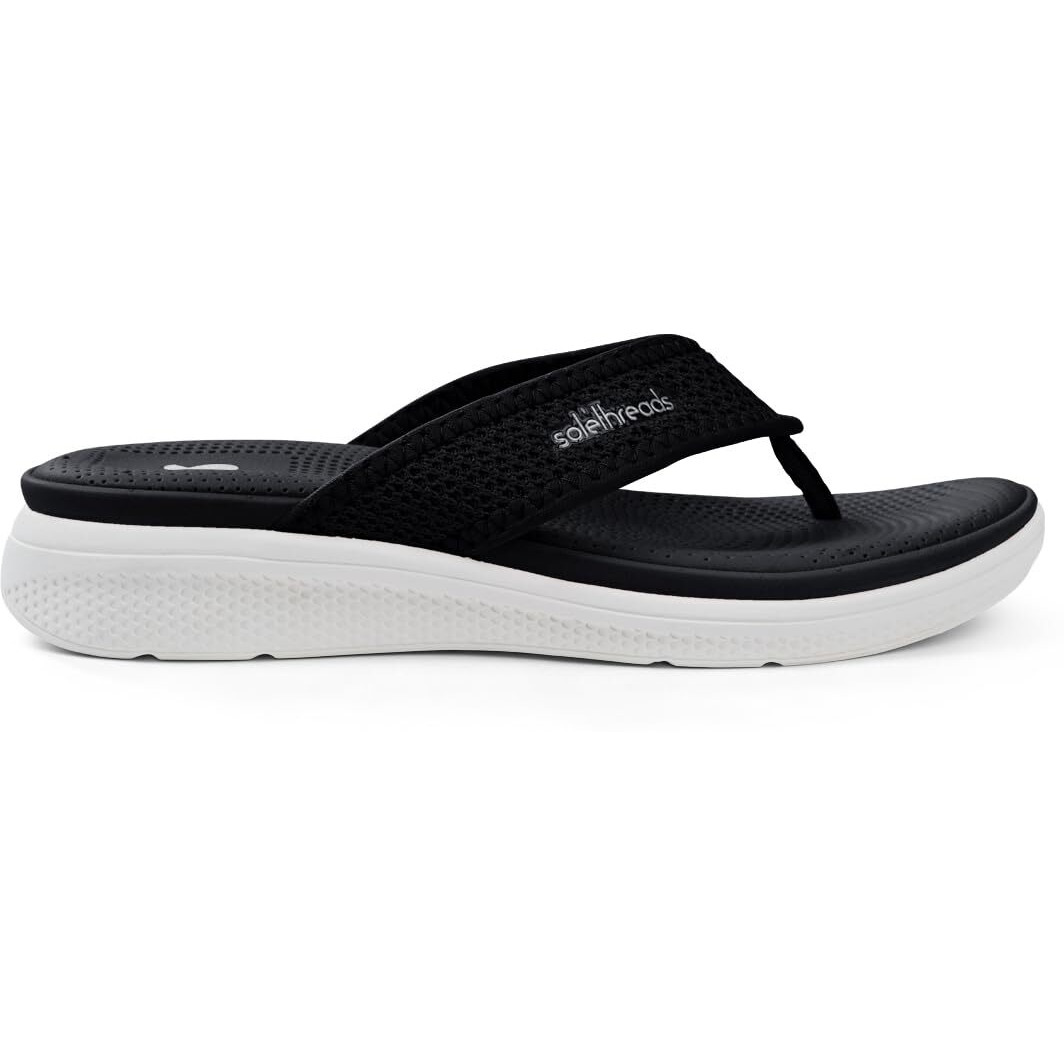 Solethreads Grace V| Stylish | Comfy | Super Soft | Ultra-Light | Phylon | Slippers | Flip Flops For Women | Uk4 | Black/White