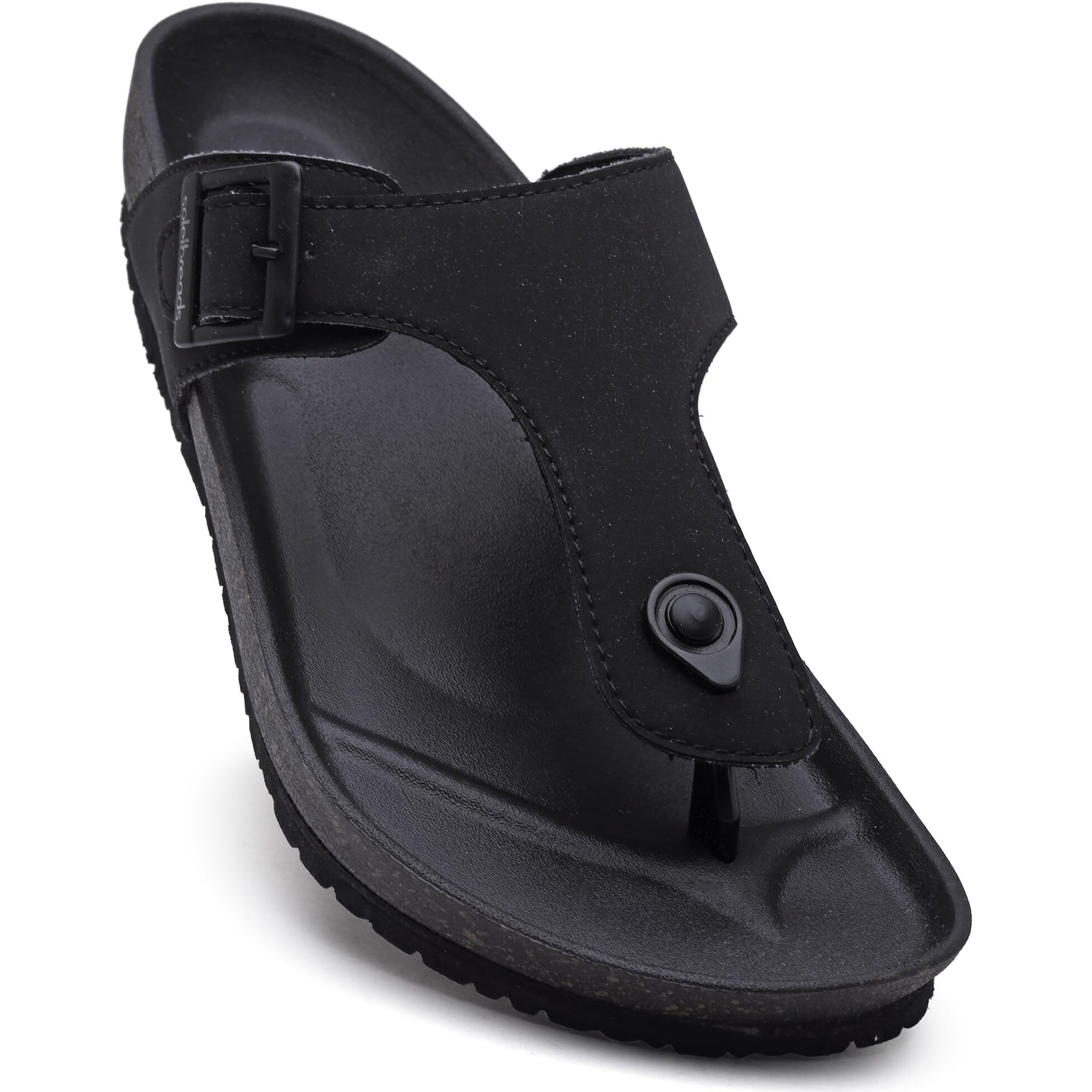 Solethreads Pharaoh | Stylish | | Cushion | Bounce Back | Durable | Velvet Upper | Outdoor | Sandal |Flip Flops For Men | Black | 10Uk