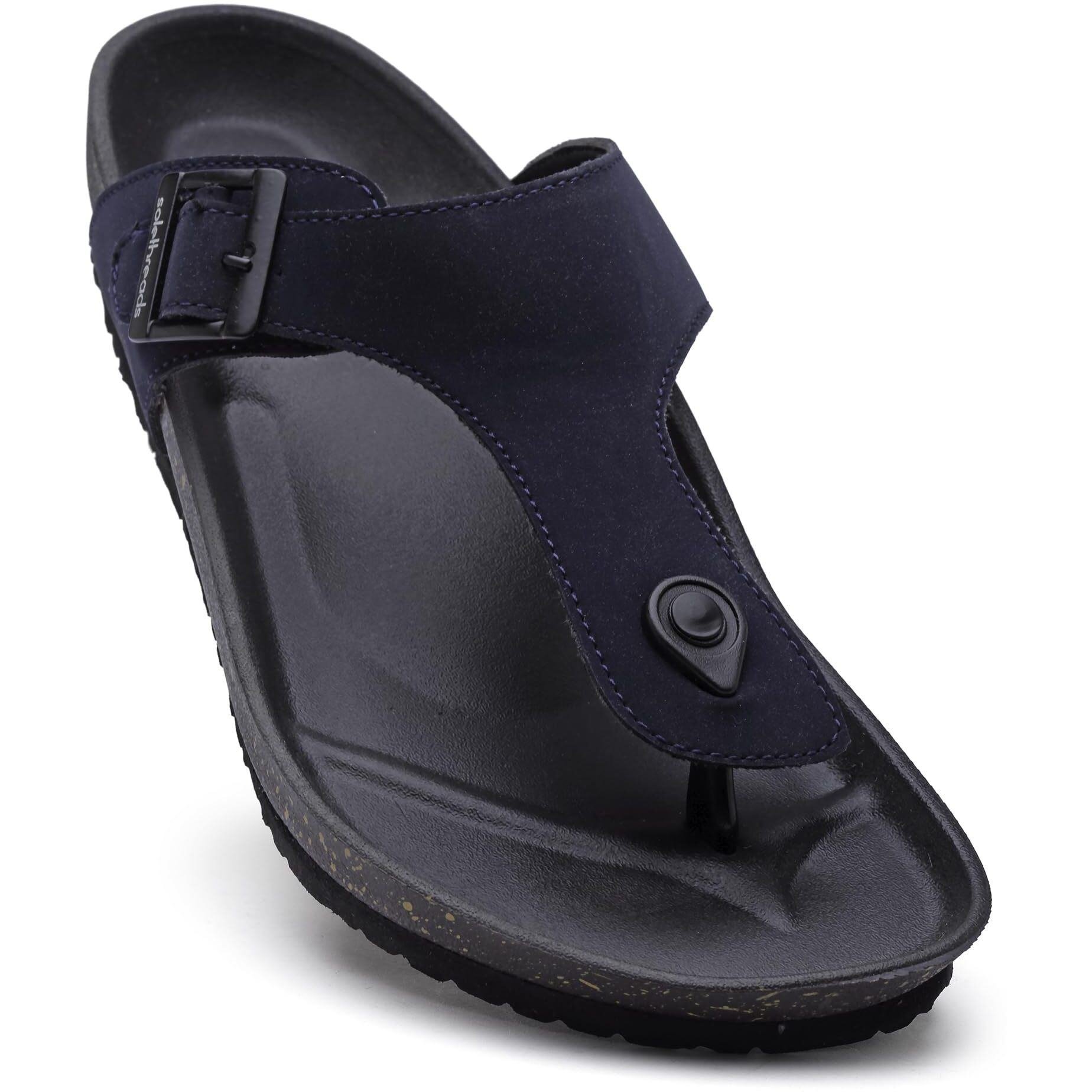Solethreads Pharaoh | Stylish | | Cushion | Bounce Back | Durable | Velvet Upper | Outdoor | Sandal |Flip Flops For Men | Navy | 8Uk