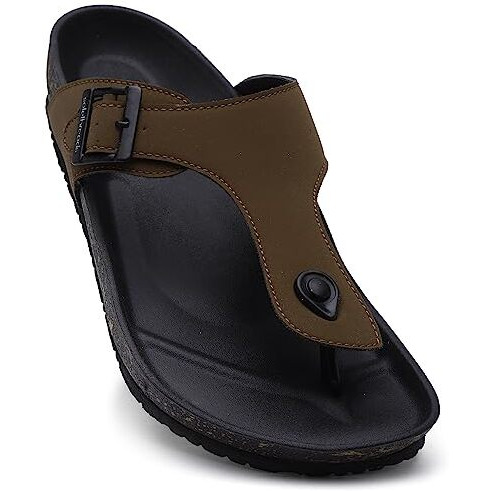 Solethreads Pharaoh | Stylish | | Cushion | Bounce Back | Durable | Velvet Upper | Outdoor | Sandal |Flip Flops For Men | Tan | 8Uk