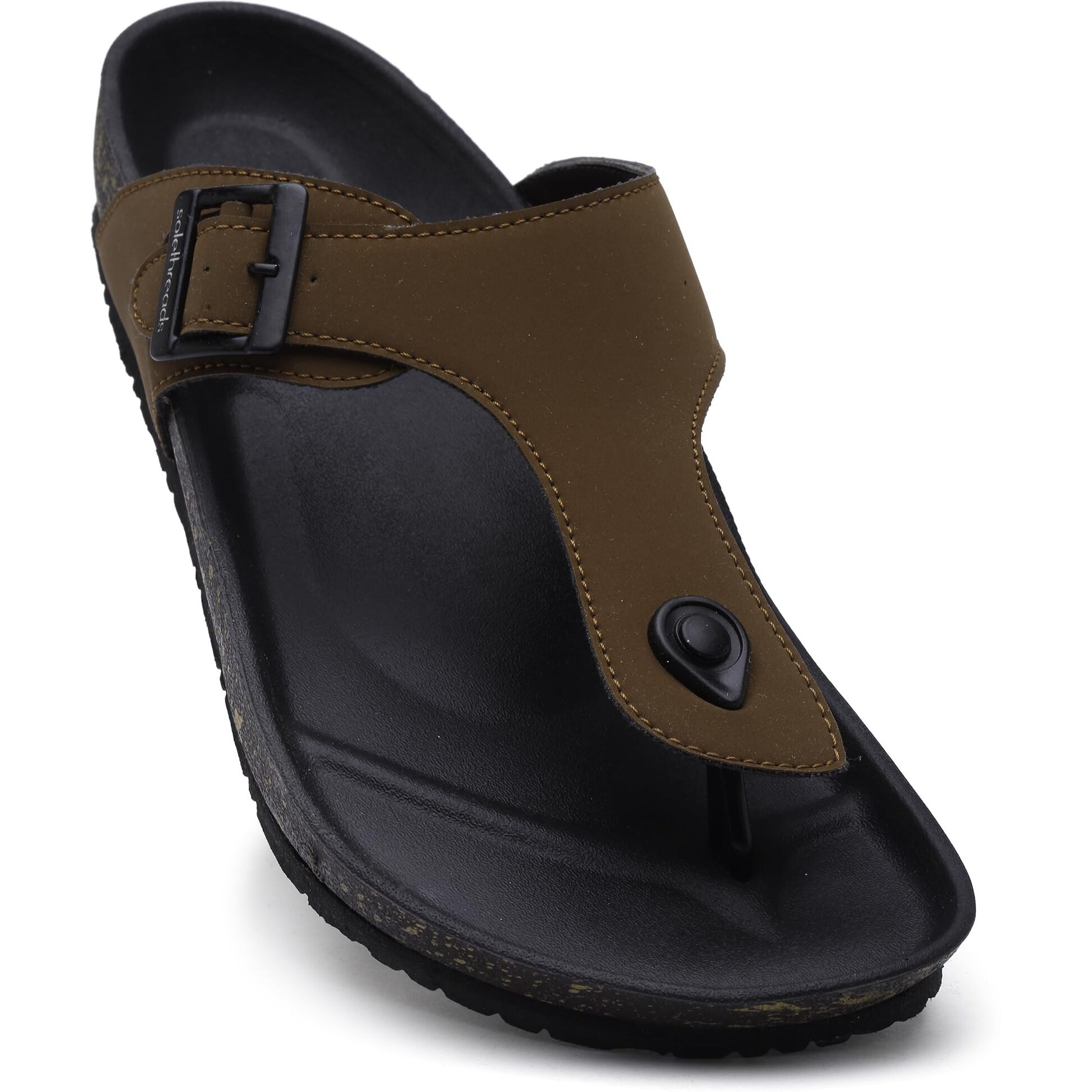 Solethreads Pharaoh | Stylish | | Cushion | Bounce Back | Durable | Velvet Upper | Outdoor | Sandal |Flip Flops For Men | Tan | 9Uk