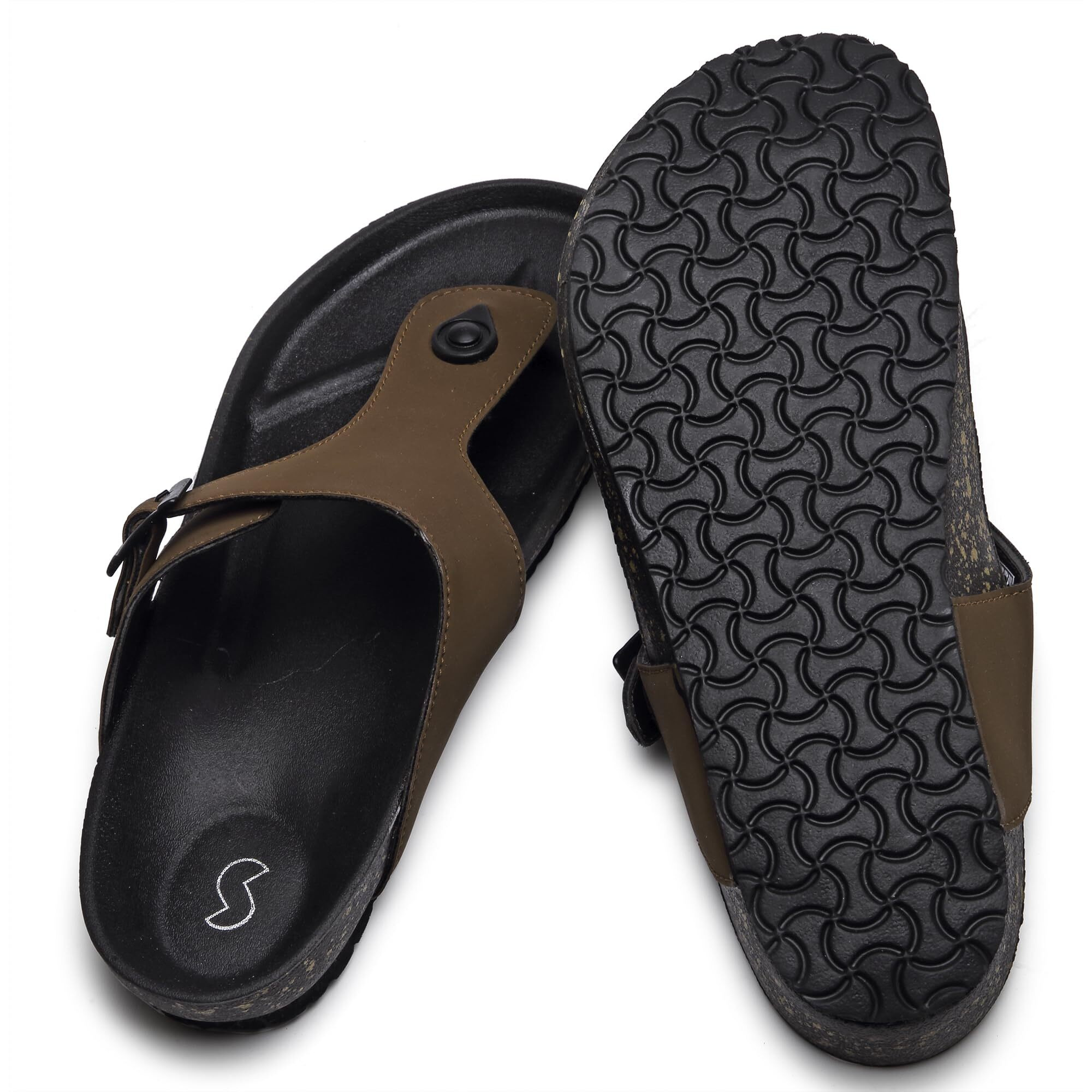 Solethreads Pharaoh | Stylish | | Cushion | Bounce Back | Durable | Velvet Upper | Outdoor | Sandal |Flip Flops For Men | Tan | 9Uk