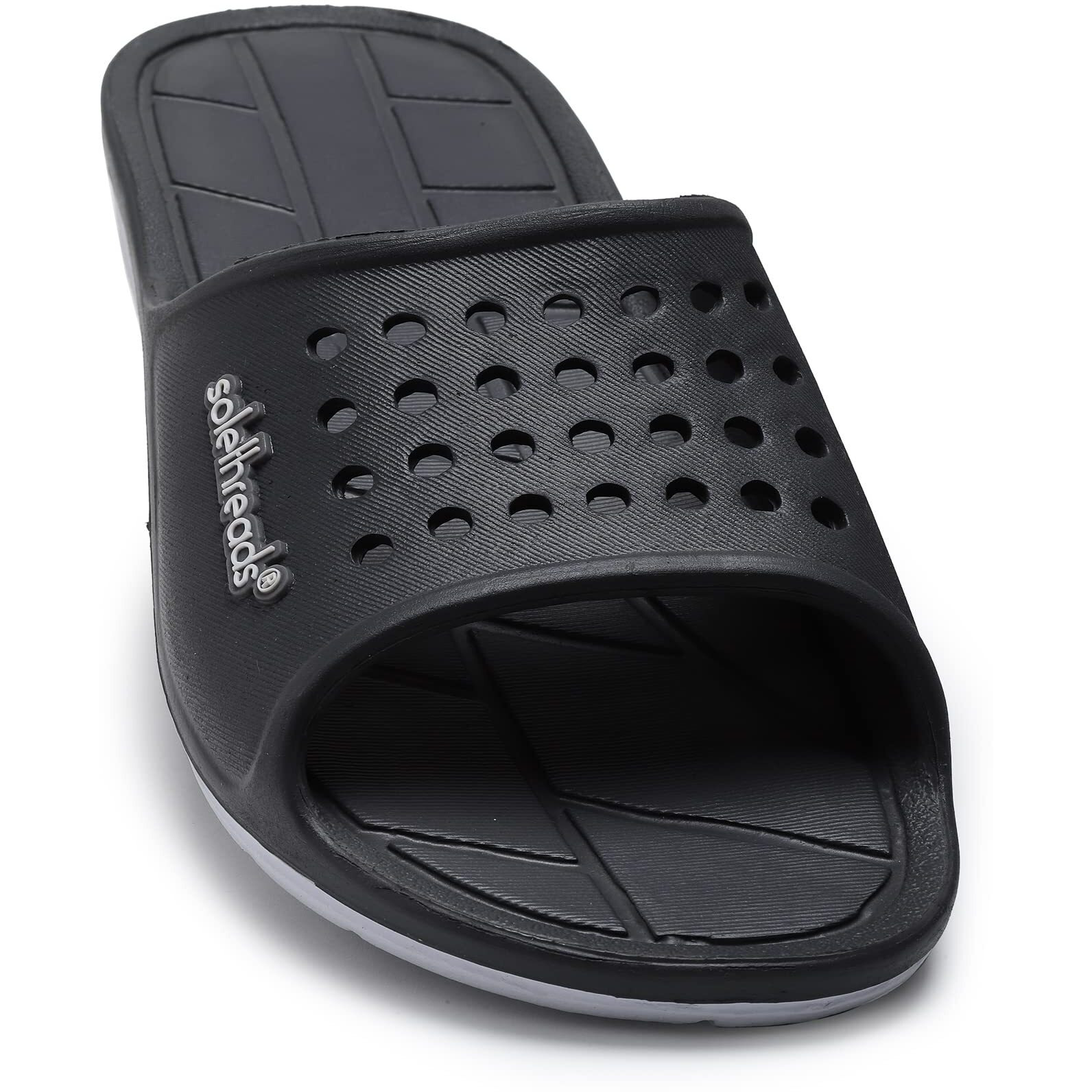 Solethreads Surfer | Slides | Shock Absorbent | Lightweight | Phylon | Slippers | Flip Flops For Men|Uk 9|Grey/White