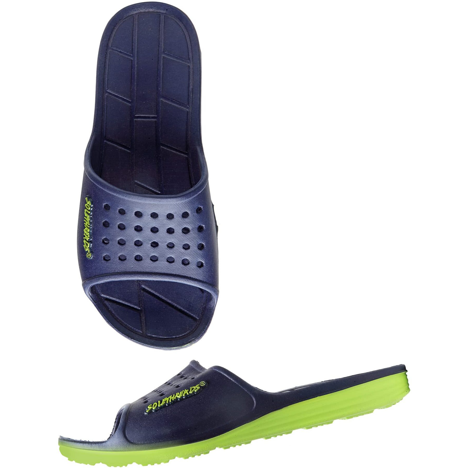 Solethreads Surfer | Slides | Shock Absorbent | Lightweight | Phylon | Slippers | Flip Flops For Men|Uk 8|Navy/Lime