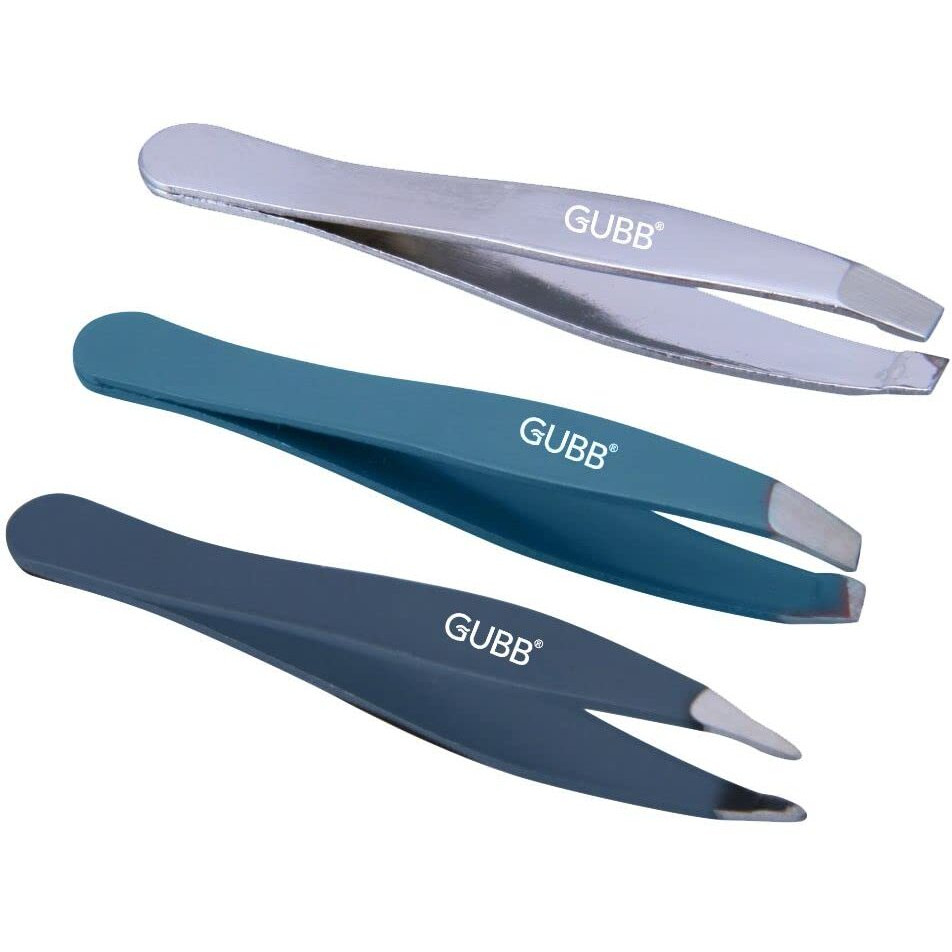 Gubb Trio Mini Tweezer Set For Easy & Precise Plucking Of Unwanted Hair - Slant Tweezer, Flat Tweezer & Pointed Tweezer - Multiple Usage - Upple Lips, Eyebrows, Forehead Or Chin Hair
