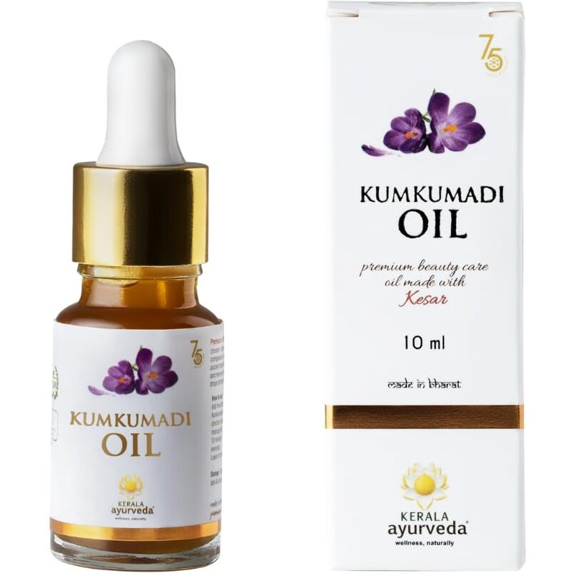 Kerala Ayurveda Kumkumadi Face Oil - 10 Ml | Complete Radiance Solution For Glowing Skin | Helps Reduce Wrinkles, Pigmentation & Dark Spots | Anti-Ageing For All Skin Types | Ideal For Gua Sha Massage