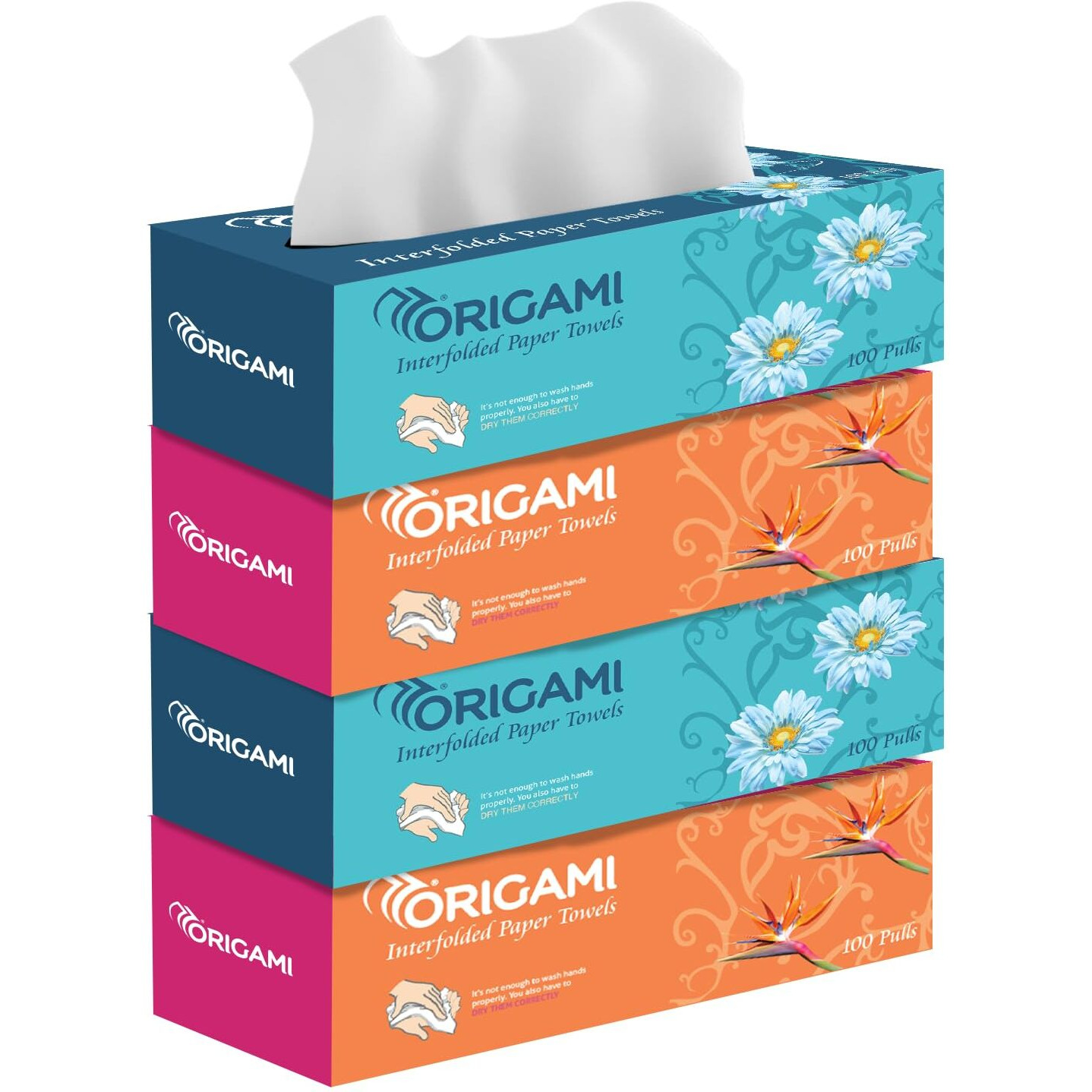 Origami 1 Ply Paper Napkins Pull Box | Pack Of 4 (100 Pulls Per Box, 400 Sheets)