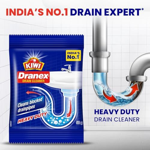 Kiwi Mr. Muscle Kiwi Dranex Drain Cleaner Powder, 375G | Removes Clogs, Blockages In Washbasin, Septic Tank, Sinks, Pipes In Just 30 Minutes