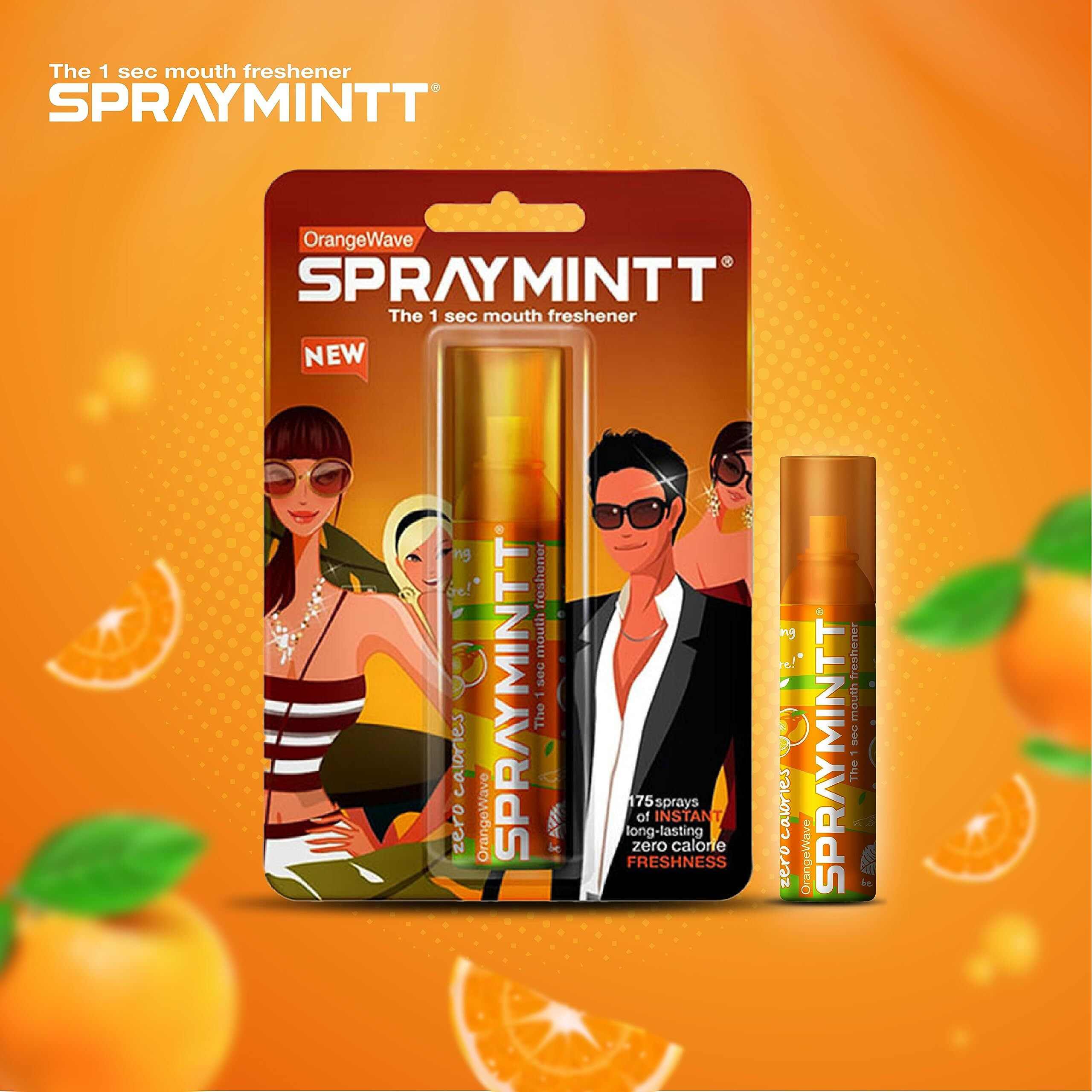 Spraymintt Mouth Freshener | 175+ Sprays Of Instant Long Lasting With Zero Calories Freshness | Orangewave Flavour | 15G - Pack Of 2
