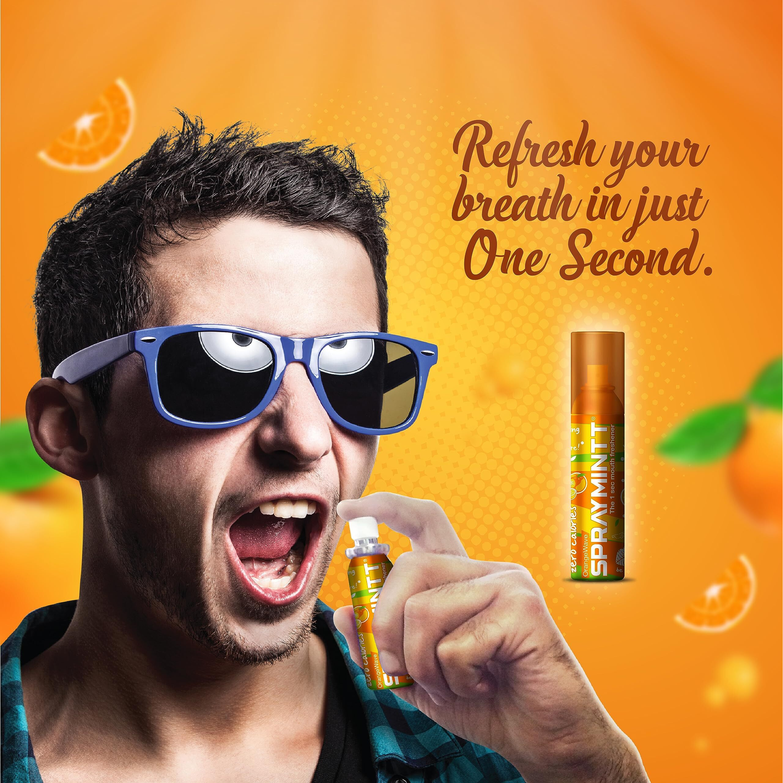 Spraymintt Mouth Freshener | 175+ Sprays Of Instant Long Lasting With Zero Calories Freshness | Orangewave Flavour | 15G - Pack Of 2