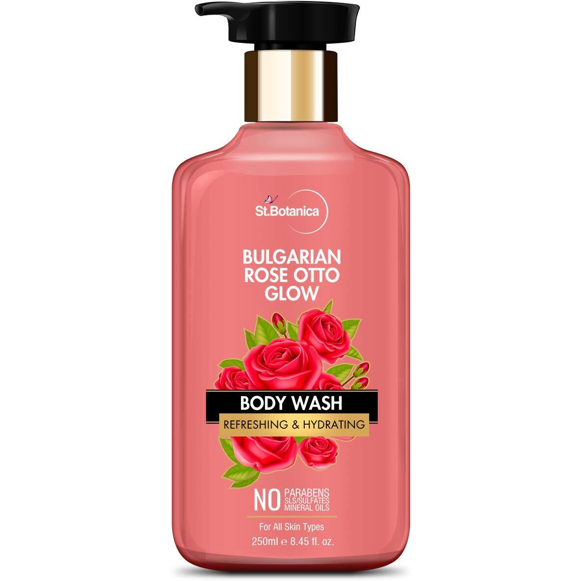 St.Botanica Bulgarian Rose Otto Glow Body Wash, 250 Ml | Infused With Bulgarian Rose That Soothes, Smoothens & Hydrates Skin | No Parabens & Sulphates | Cruelty Free & Vegan