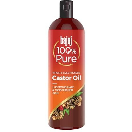 Bajaj 100% Pure Castor Oil 200Ml, Pure Hair Oil, Natural Cold-Pressed Castor Oil, No Silicones, Paraben Free, Lead Free