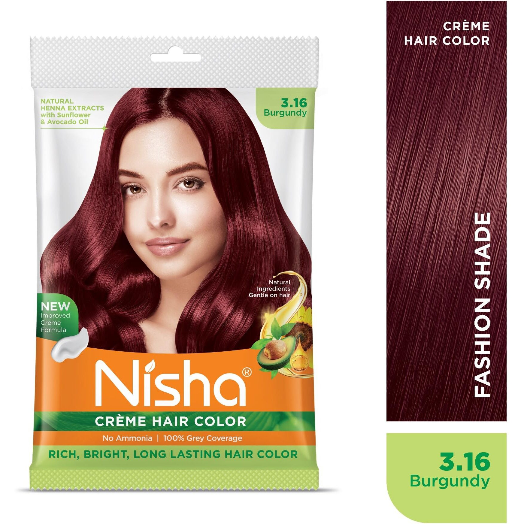 Nisha Cream Hair Color Rich Bright Long Lasting Hair Colouring For Ultra Soft Deep Shine 100% Grey Coverage Conditioning With Natural Herbs Burgundy (Pack Of 6)