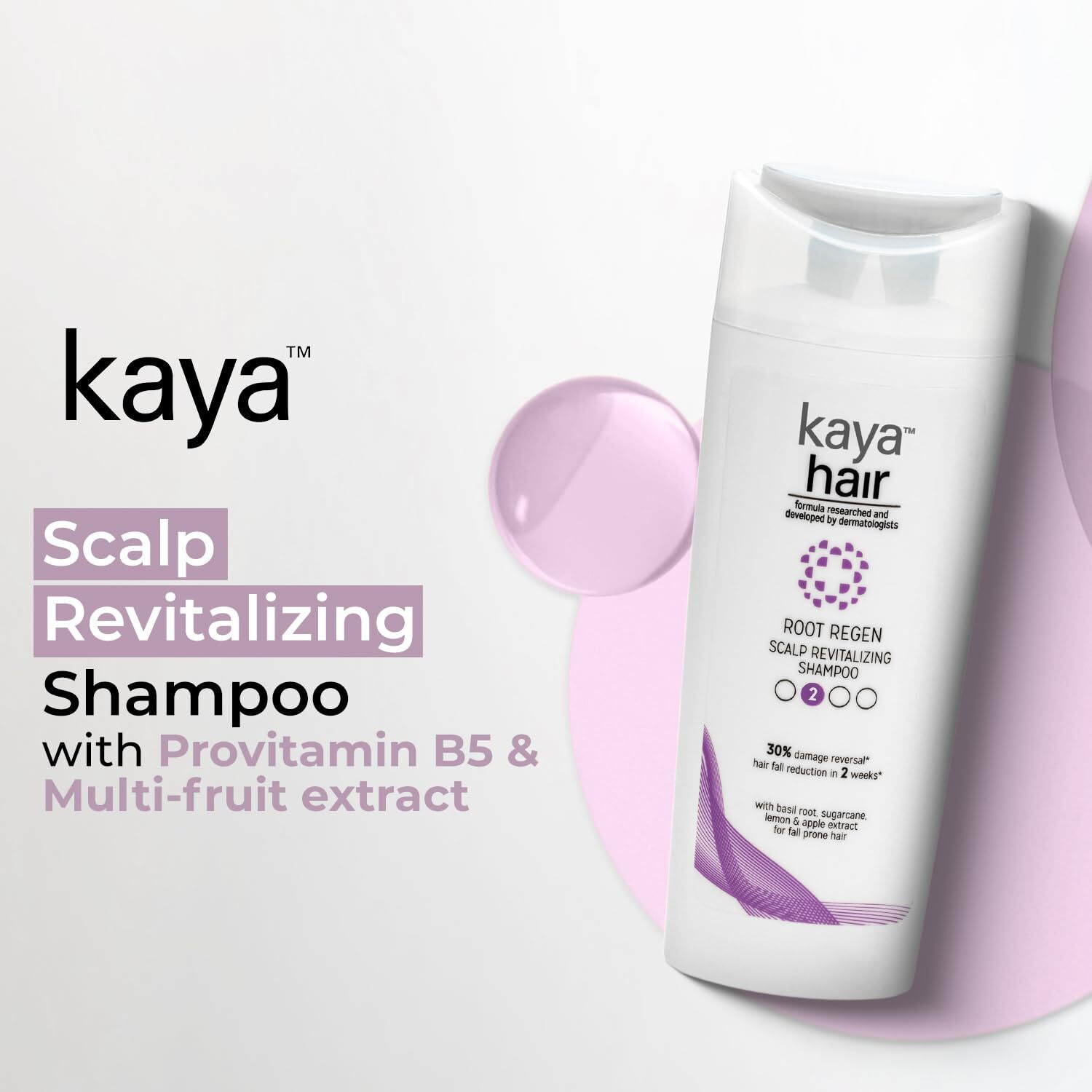 Kaya Clinic Scalp Revitalizing Shampoo Mild Every Day Use Shampoo, Balances Ph, Reduces Hair Fall, Contains Basil, Sugarcane, Lemon, Apple Extracts, 225Ml
