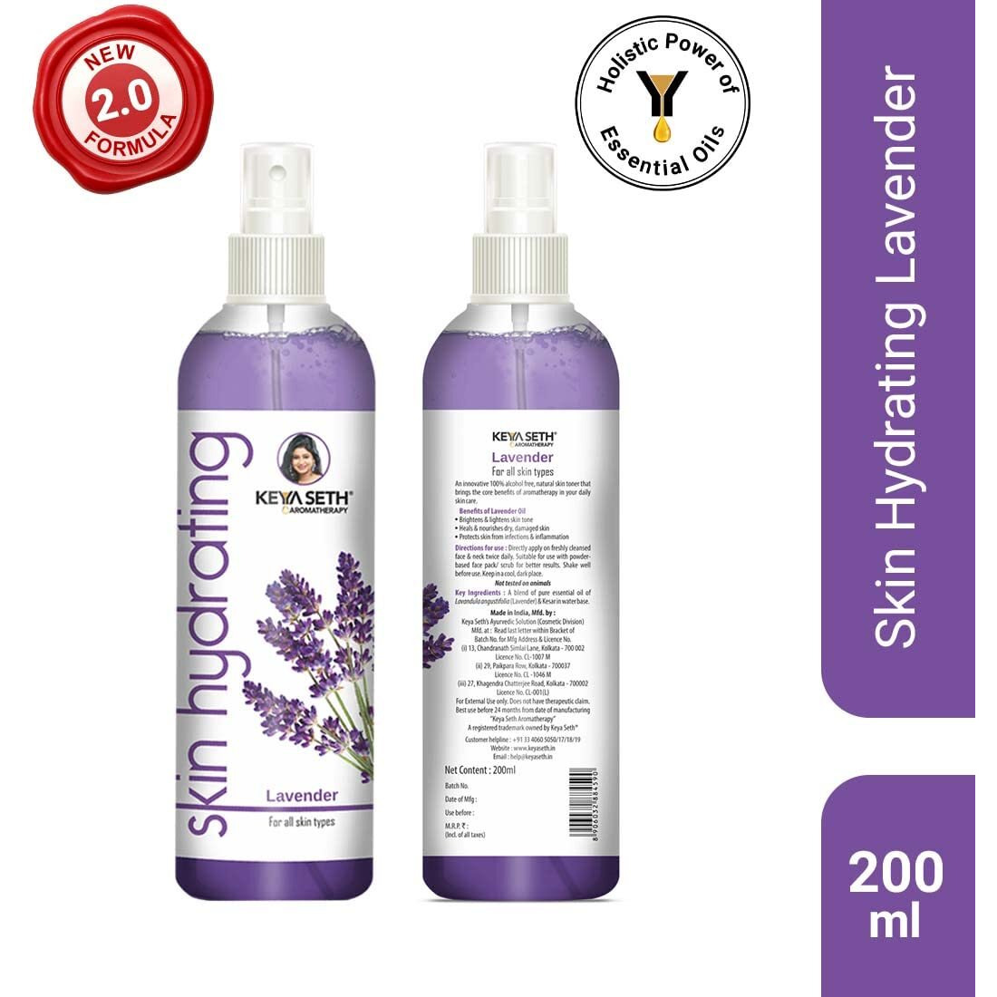 Keya Seth Aromatherapy Skin Hydrating Lavender Toner-Nourishes, Brightens Skin, Protects From Infections, Enriched With Lavender & Kesar Essential Oil For Sensitive Skin, 200Ml