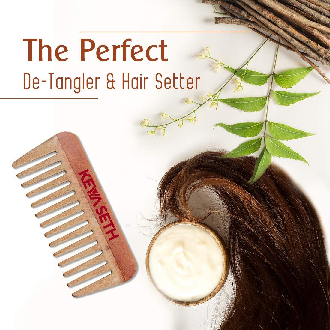 Keya Seth Aromatherapy, Neem Wooden Comb Wide Tooth For Hair Growth For Men & Women All Purpose Small Size.
