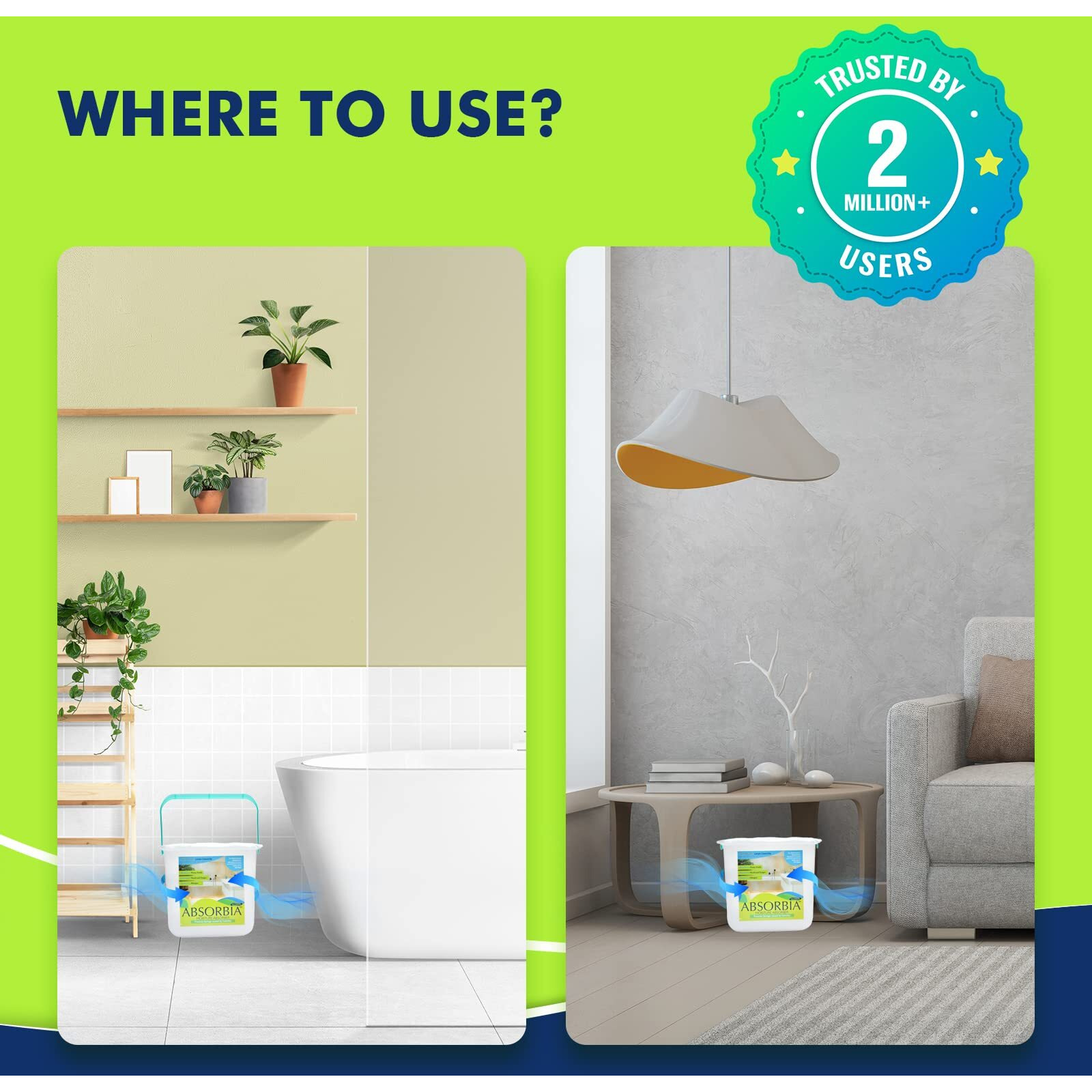 Absorbia Ultimate Moisture Absorber | Pack Of 1 (4000Ml Each) | Moisture Absorber For Wardrobe | Dehumidifier For Room Moisture | Air Freshener For Room, Toilet | Moisture Absorbers
