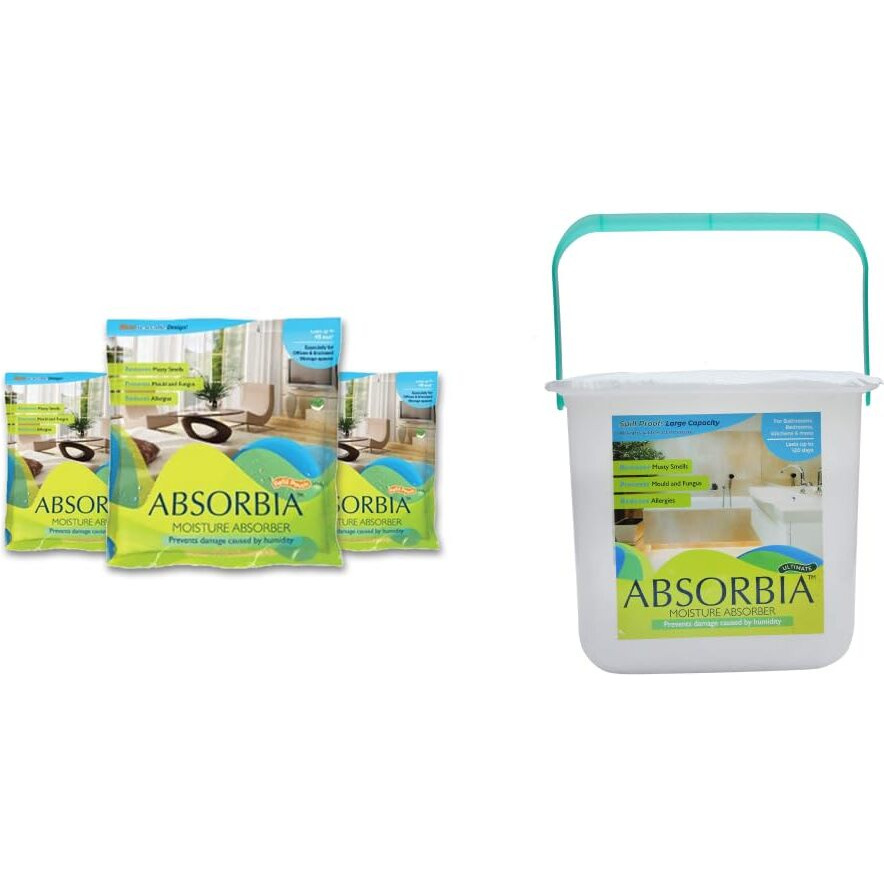 Absorbia Moisture Absorber Ultimate 2000 Gms And Absorbia Refill Pouch For Reusable Box- Pack Of 3.