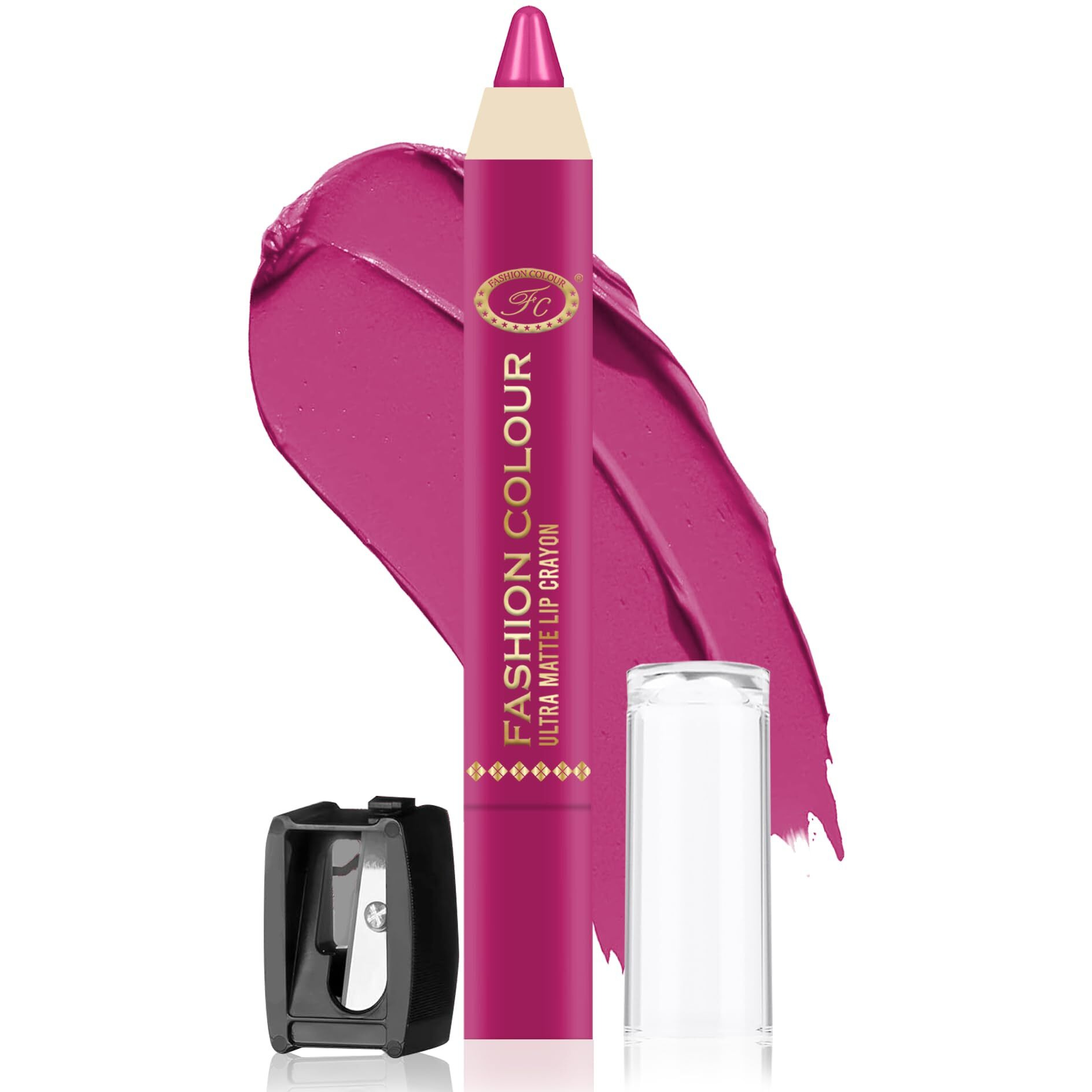 Fashion Colour Ultra Matte Lip Crayons With Free Sharpener | Smudge Proof And Waterproof | For Hydration And Moisturization | Long Lasting Lipwear With Matte Finish, Cruelty-Free And Paraben-Free - 2.5 Gm(Pink Passion)