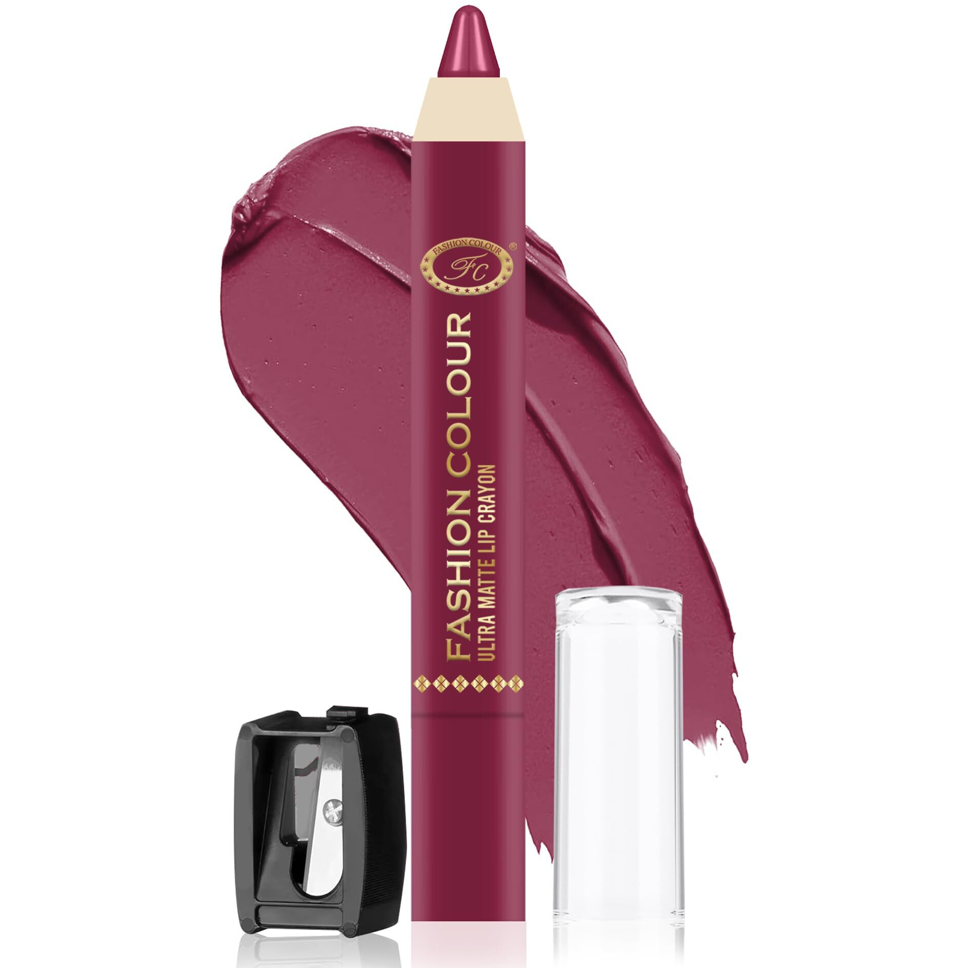 Fashion Colour Ultra Matte Lip Crayons With Free Sharpener | Smudge Proof And Waterproof | For Hydration And Moisturization | Long Lasting Lipwear With Matte Finish, Cruelty-Free And Paraben-Free - 2.5 Gm(Sugar Plum)