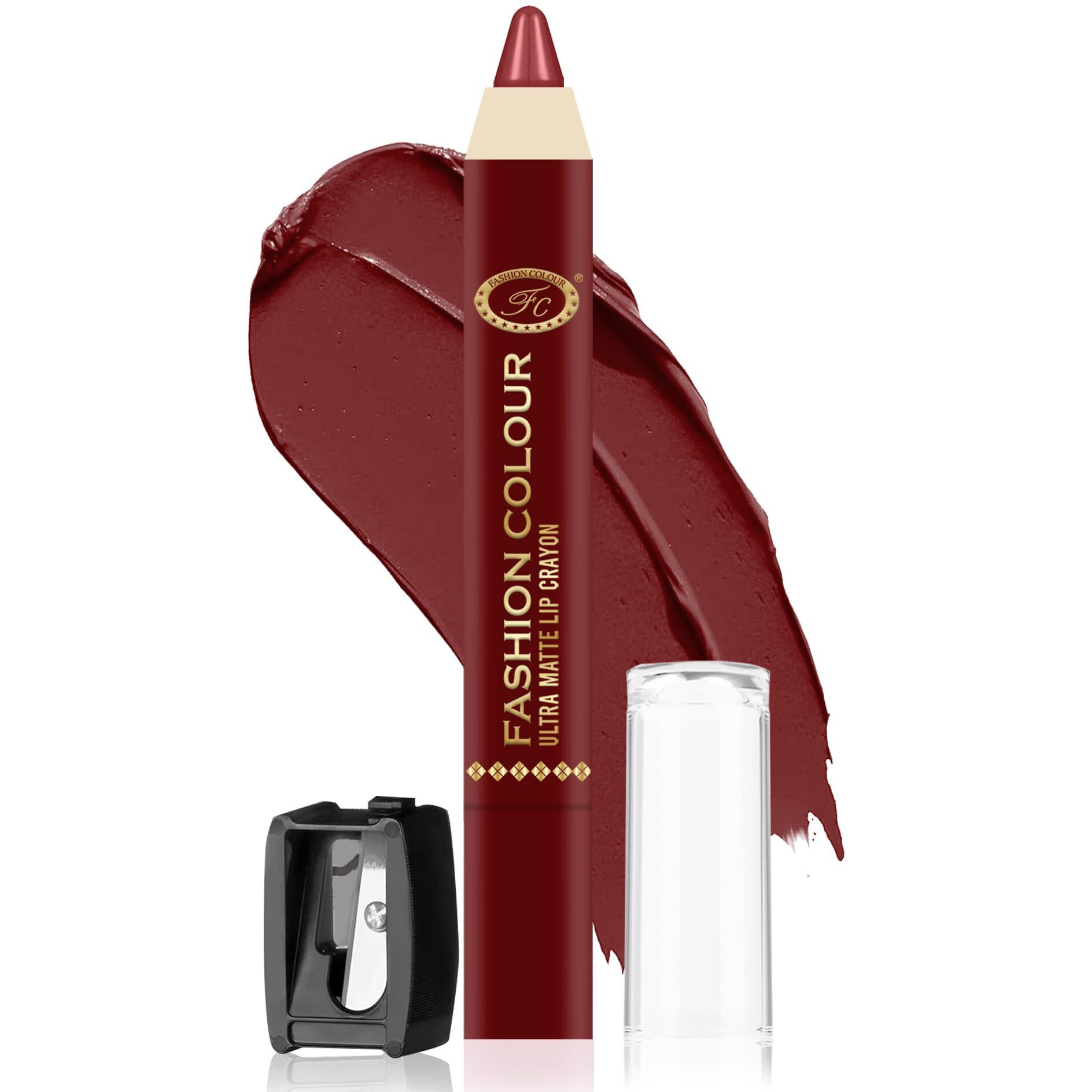 Fashion Colour Ultra Matte Lip Crayons With Free Sharpener | Smudge Proof And Waterproof | For Hydration And Moisturization | Long Lasting Lipwear With Matte Finish, Cruelty-Free And Paraben-Free - 2.5 Gm(Spicy Red)