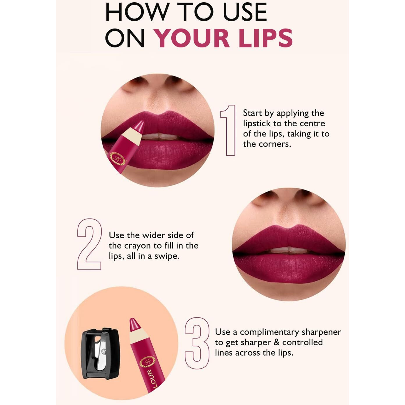 Fashion Colour Ultra Matte Lip Crayons With Free Sharpener | Smudge Proof And Waterproof | For Hydration And Moisturization | Long Lasting Lipwear With Matte Finish, Cruelty-Free And Paraben-Free - 2.5 Gm(Spicy Red)
