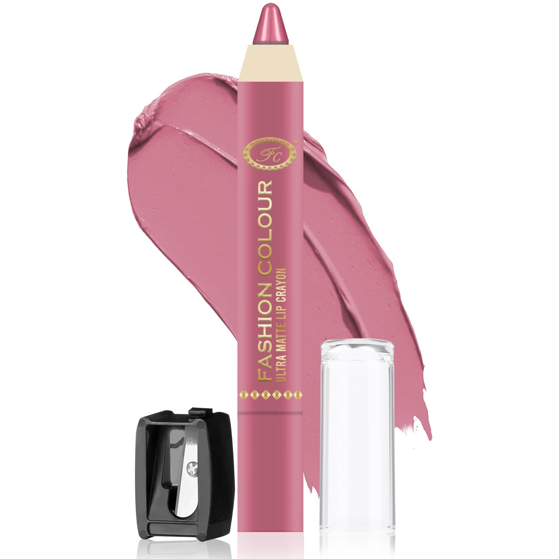 Fashion Colour Ultra Matte Lip Crayons With Free Sharpener | Smudge Proof And Waterproof | For Hydration And Moisturization | Long Lasting Lipwear With Matte Finish, Cruelty-Free And Paraben-Free - 2.5 Gm(Smitten)