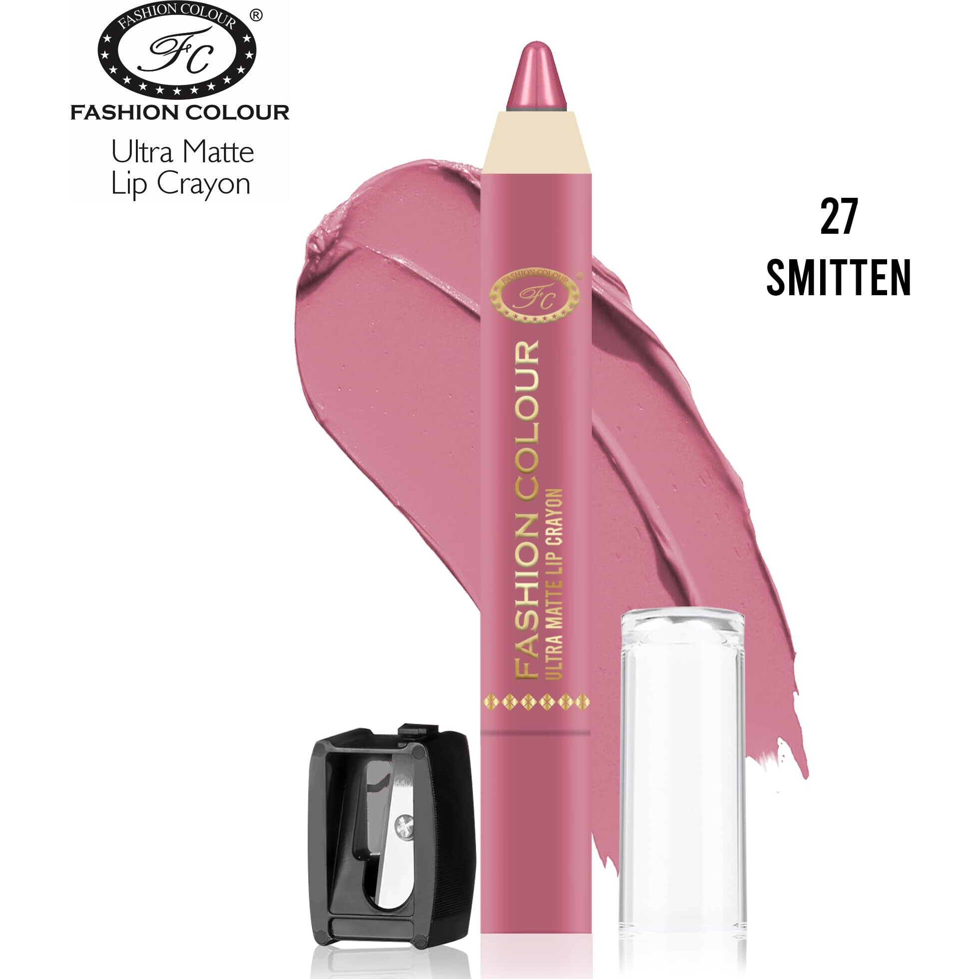 Fashion Colour Ultra Matte Lip Crayons With Free Sharpener | Smudge Proof And Waterproof | For Hydration And Moisturization | Long Lasting Lipwear With Matte Finish, Cruelty-Free And Paraben-Free - 2.5 Gm(Smitten)