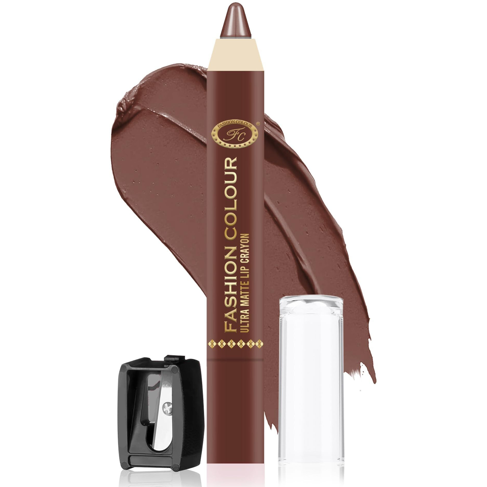 Fashion Colour Ultra Matte Lip Crayons With Free Sharpener | Smudge Proof And Waterproof | For Hydration And Moisturization | Long Lasting Lipwear With Matte Finish, Cruelty-Free And Paraben-Free - 2.5 Gm(Raw Coco)