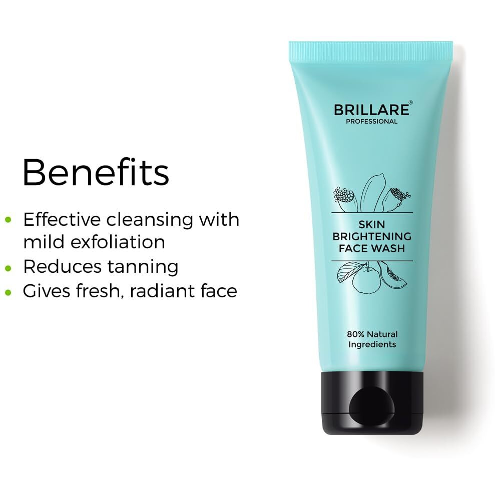 Brillare Professional Skin Brightening/Lightening Face Wash, Enriched With Lime Cavier, Papaya & Multifruit Extract, For Pigmented, Tanned Skin & Dark Spots, 100 Ml