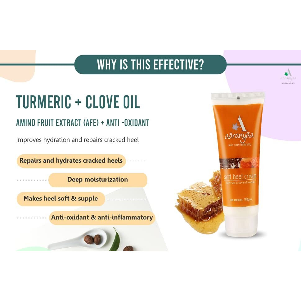 Aaranyaa Soft Heel Cream - Repair Dry And Cracked Heels | With Clove Oil, Turmeric And Beeswax | 100 Gm - Paraben Free