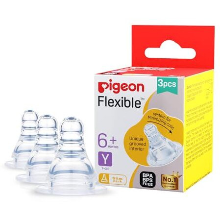 Pigeon Peristaltic Nipple Y Cut,For 6+ Month Babies,Bps Free,Bpa Free,Pack Of 3