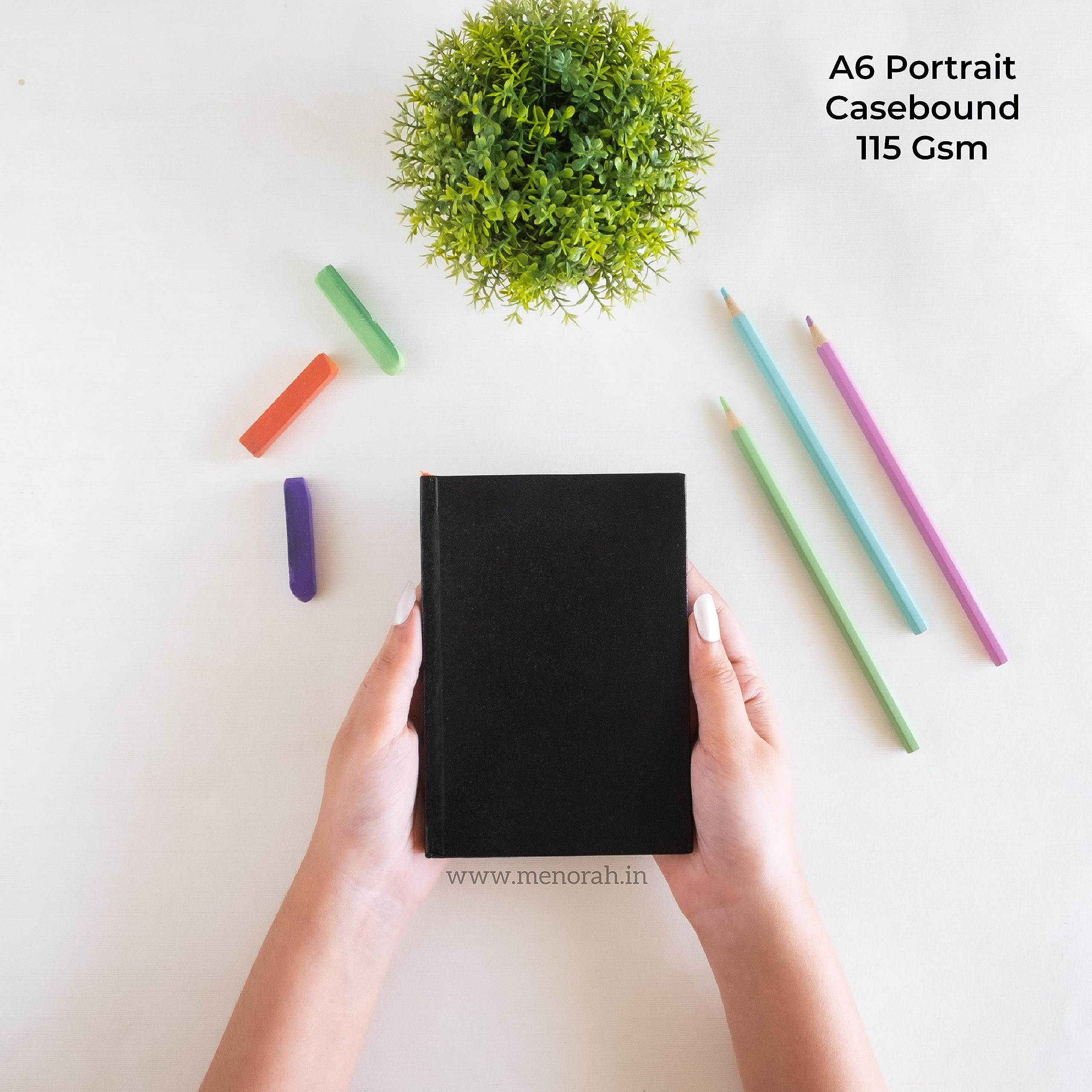 Menorah - Sketchbooks For Artists-A6-115 Gsm- (Pack Of 2 Combo )Pocket Size Sketchbook-(100 Pages/50 Sheets)-Drawing Book For Artists-(Size Landscape Sketchbook 10.5 Cm X 14.8 Cm & Portrait Sketchbook 14.8 Cm X 10.5 Cm)-Completely Handmade-Combo - Black