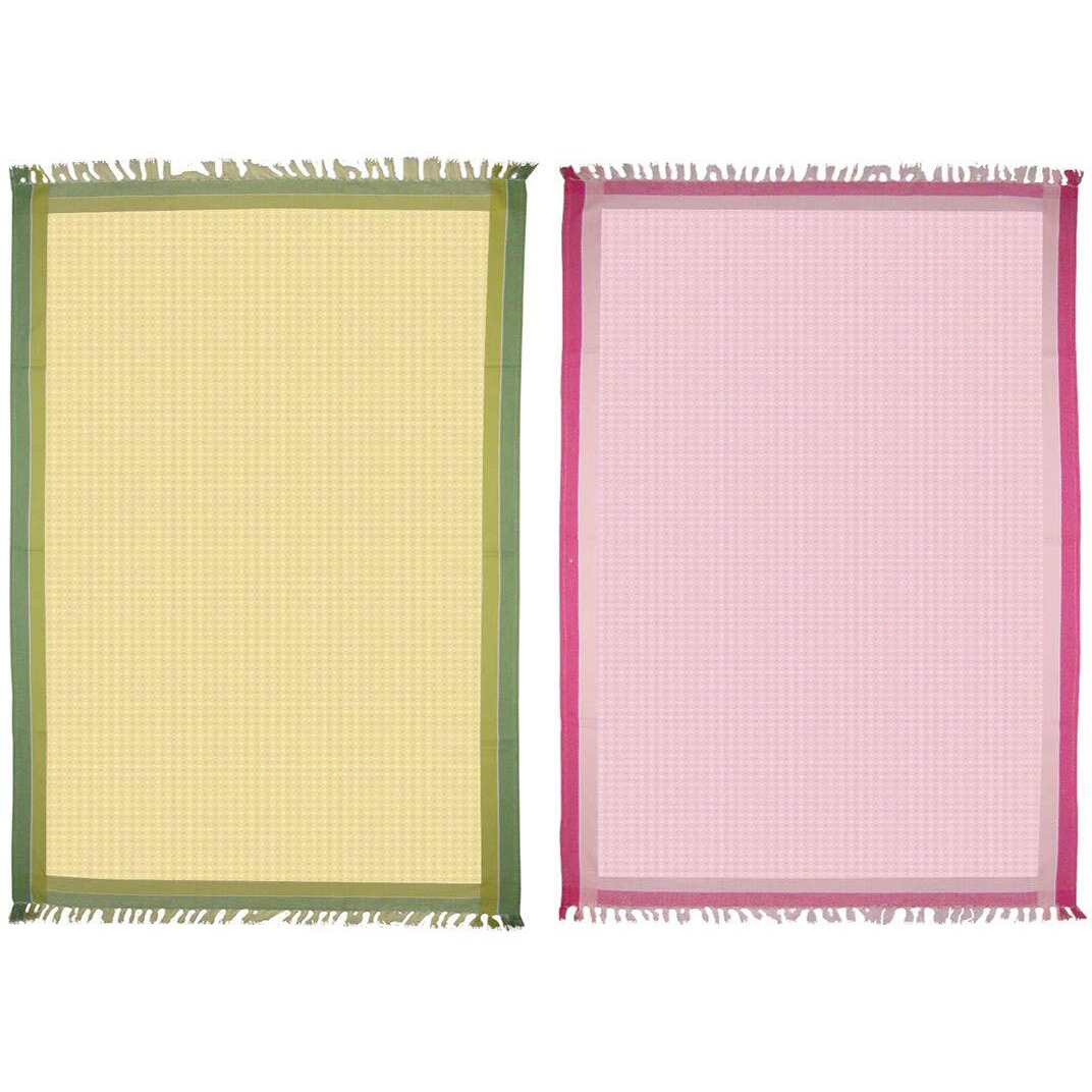 Athom Living Light Weight Cotton Premium Waffle Border Bath Towel 75X150 Cm Pack Of 2