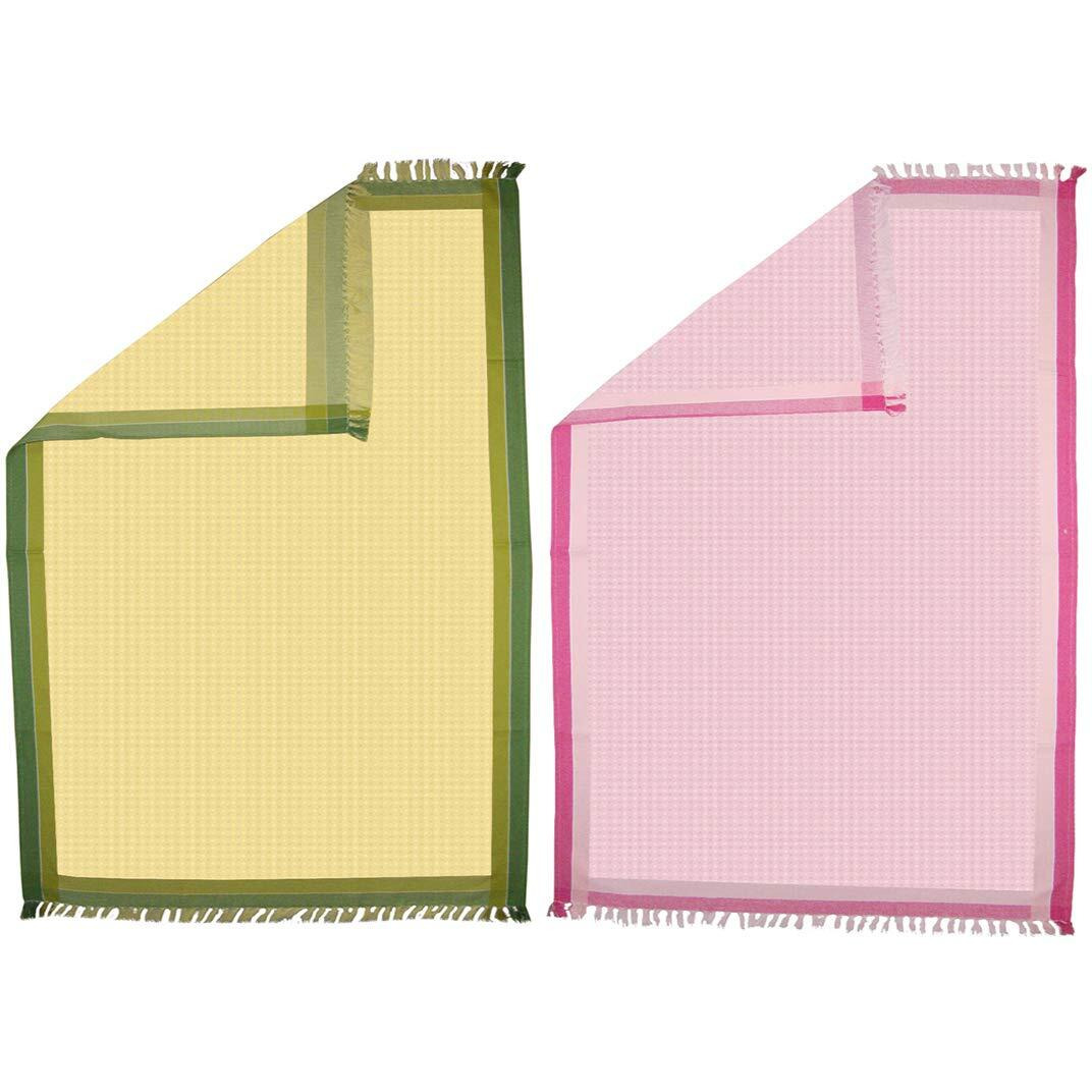 Athom Living Light Weight Cotton Premium Waffle Border Bath Towel 75X150 Cm Pack Of 2