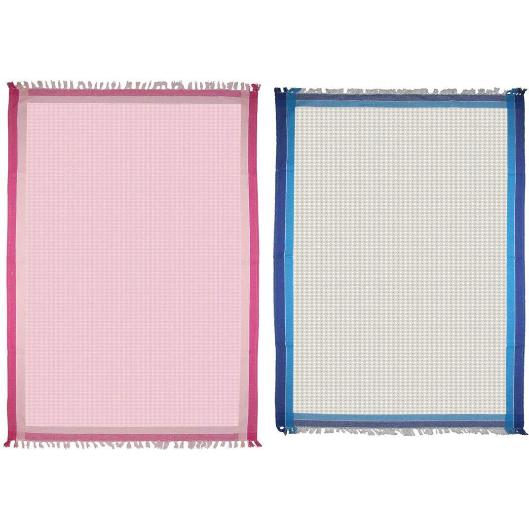 Athom Living Light Weight Cotton Premium Waffle Border Bath Towel 75X150 Cm Pack Of 2