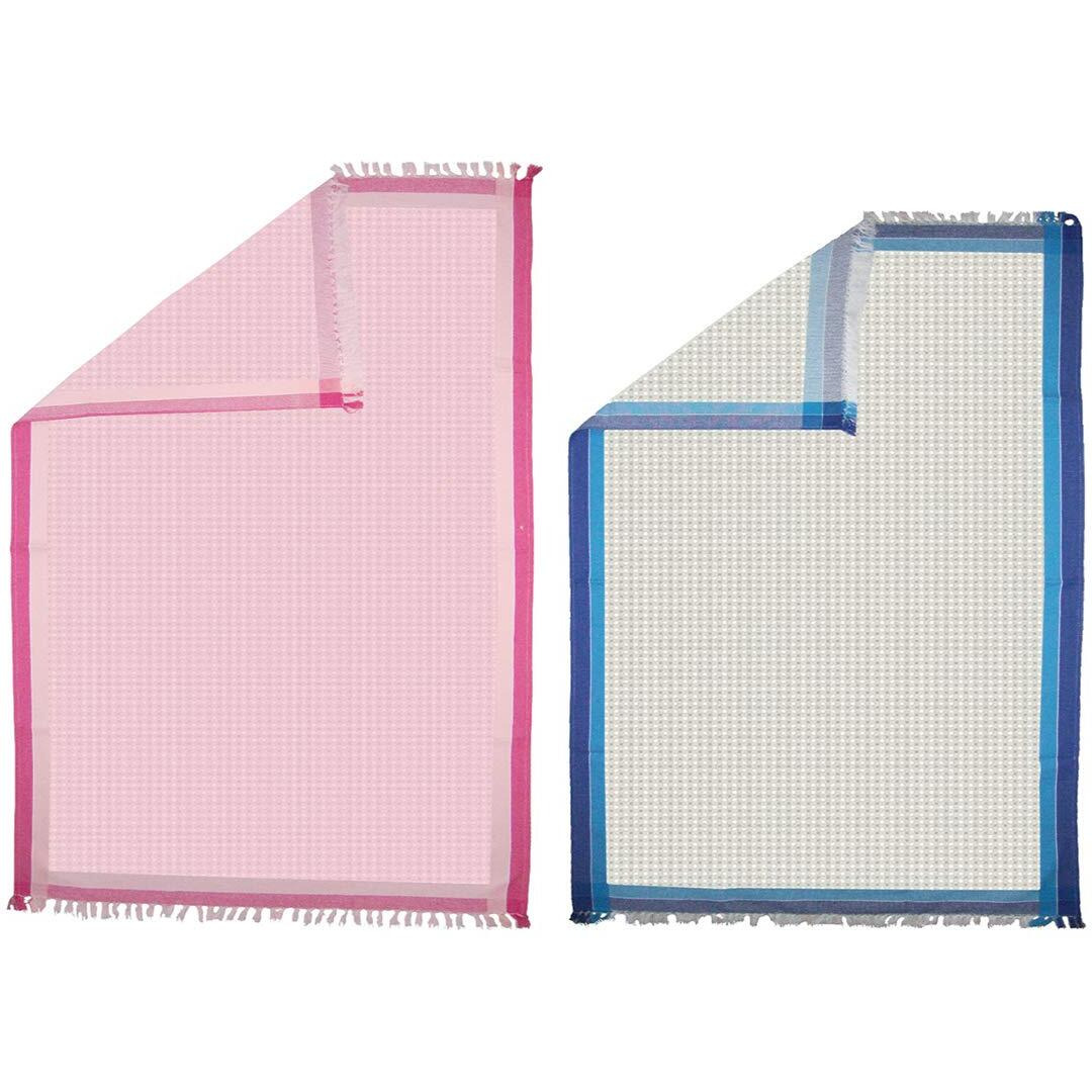 Athom Living Light Weight Cotton Premium Waffle Border Bath Towel 75X150 Cm Pack Of 2