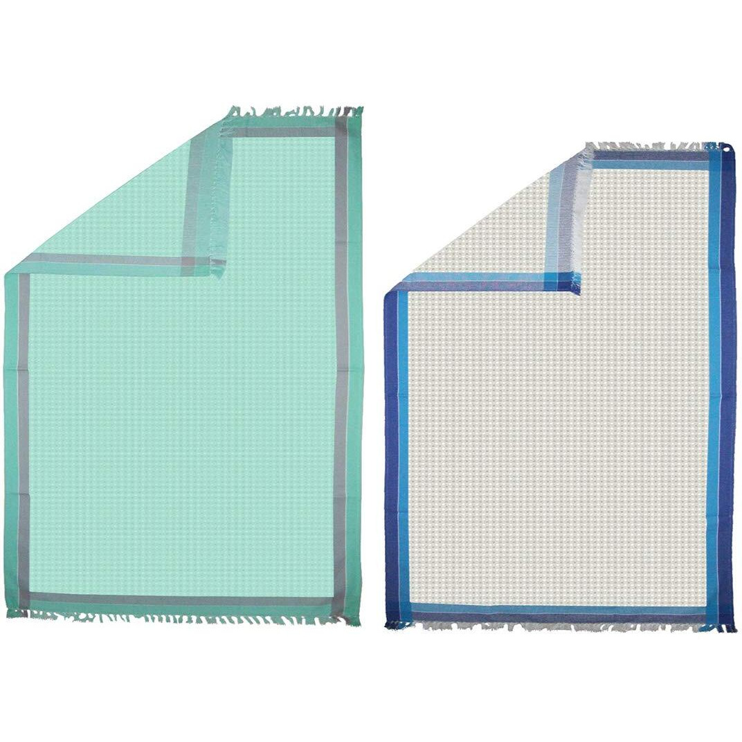 Athom Living Light Weight Cotton Premium Waffle Border Bath Towel 75X150 Cm Pack Of 2