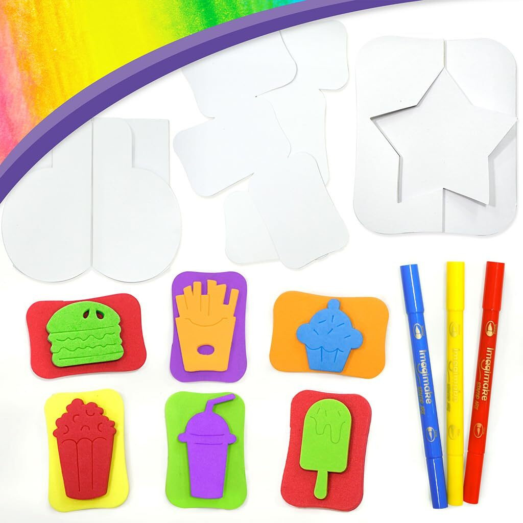 Imagimake Stamp Art Food, Coloring & Stamping Set For Girls & Boys 3 Years+, Multicolour