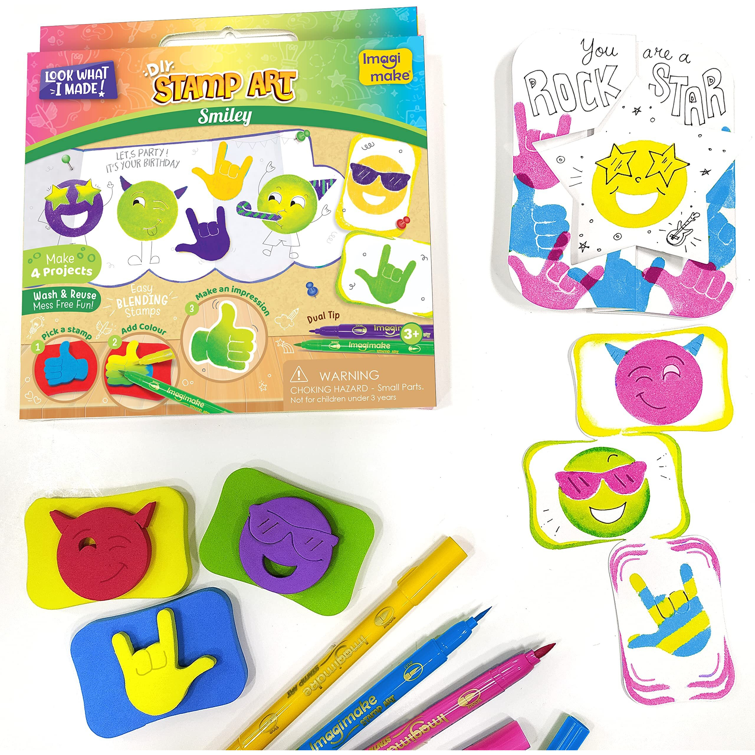 Imagimake Stamp Art Smiley Coloring & Stamping Set For Girls & Boys 3 Years +