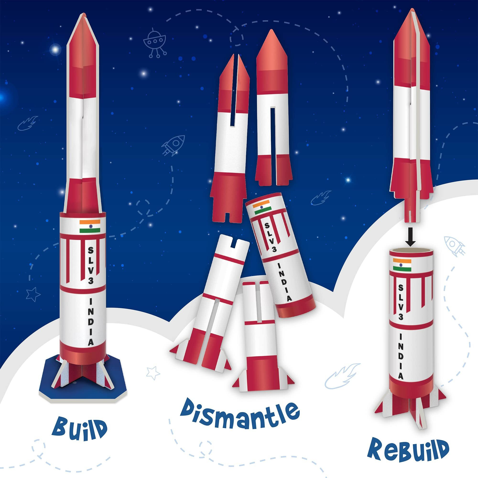 Imagimake Mapology - Isro India's Space Odyssey|Rocket & Satellite Model Making 1 Piece Sets|Astronaut & Space Toys|Educational Blocks Toy Puzzle - 7+ Years Kids|3D Puzzle Building Set,Multicolor