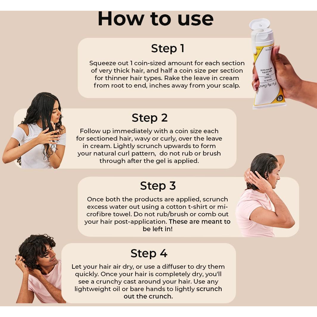 Fix My Curls Protein Styling Duo| For Curly, Wavy, Dry & Frizzy Hair | Frizz Control | Silicone Free Curl Defining Cream & Gel| 50Gm Each