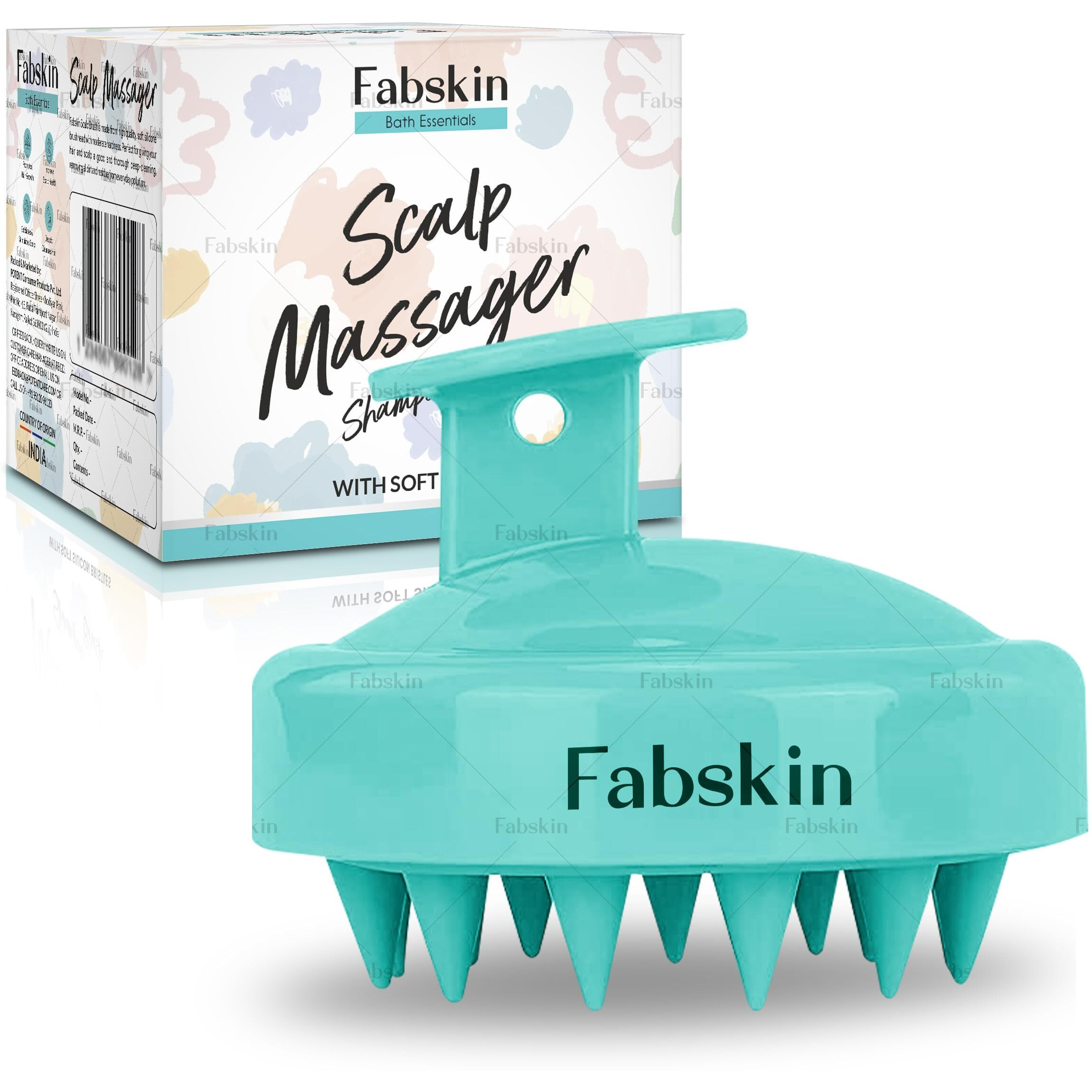 Fabskin Hair Scalp Massager Shampoo Brush | Silicone Head Body Massager Brush | Scalp Shower Hair Brush | Hair Washing Massager Brush | Hair Washing Brush (Aqua Green)