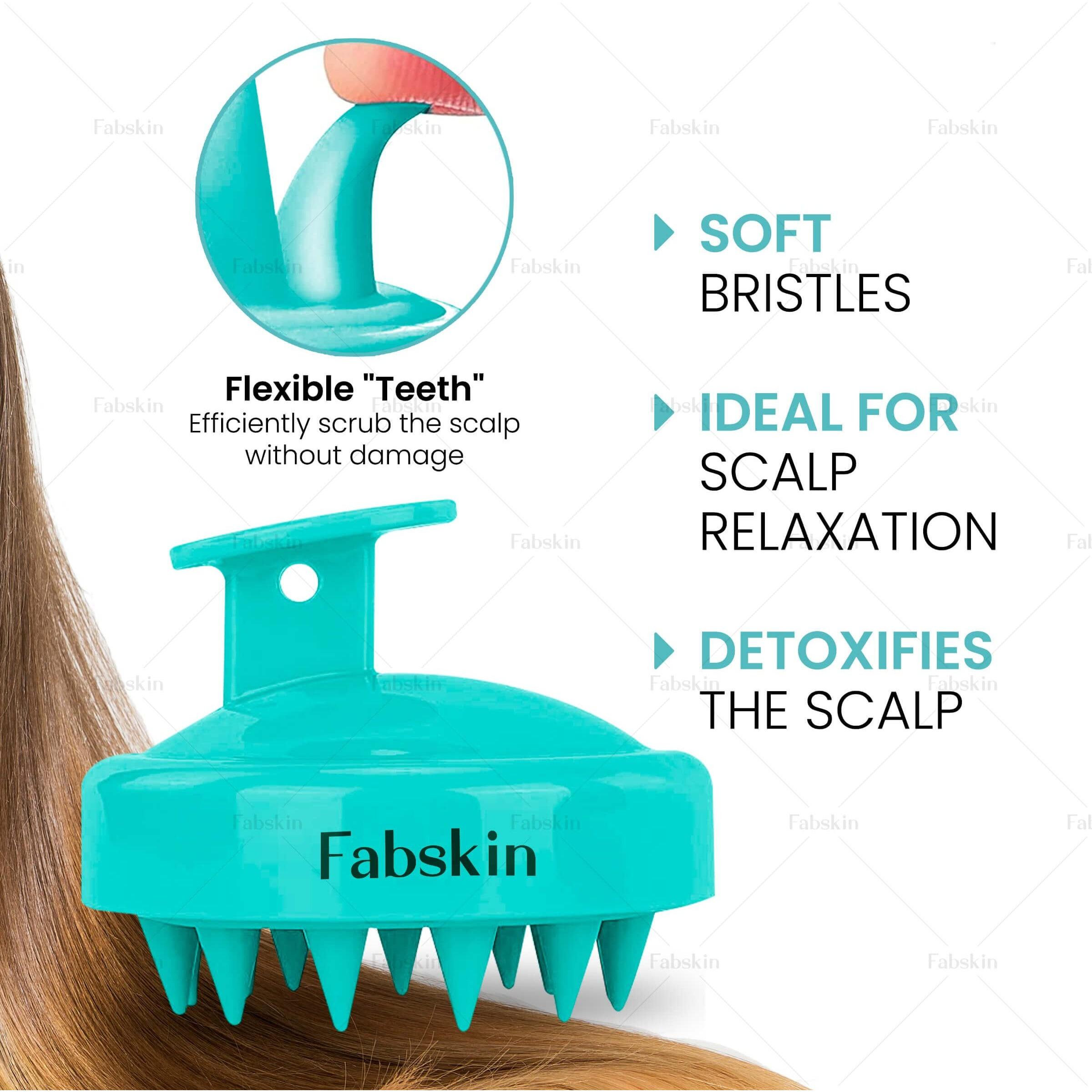 Fabskin Hair Scalp Massager Shampoo Brush | Silicone Head Body Massager Brush | Scalp Shower Hair Brush | Hair Washing Massager Brush | Hair Washing Brush (Aqua Green)