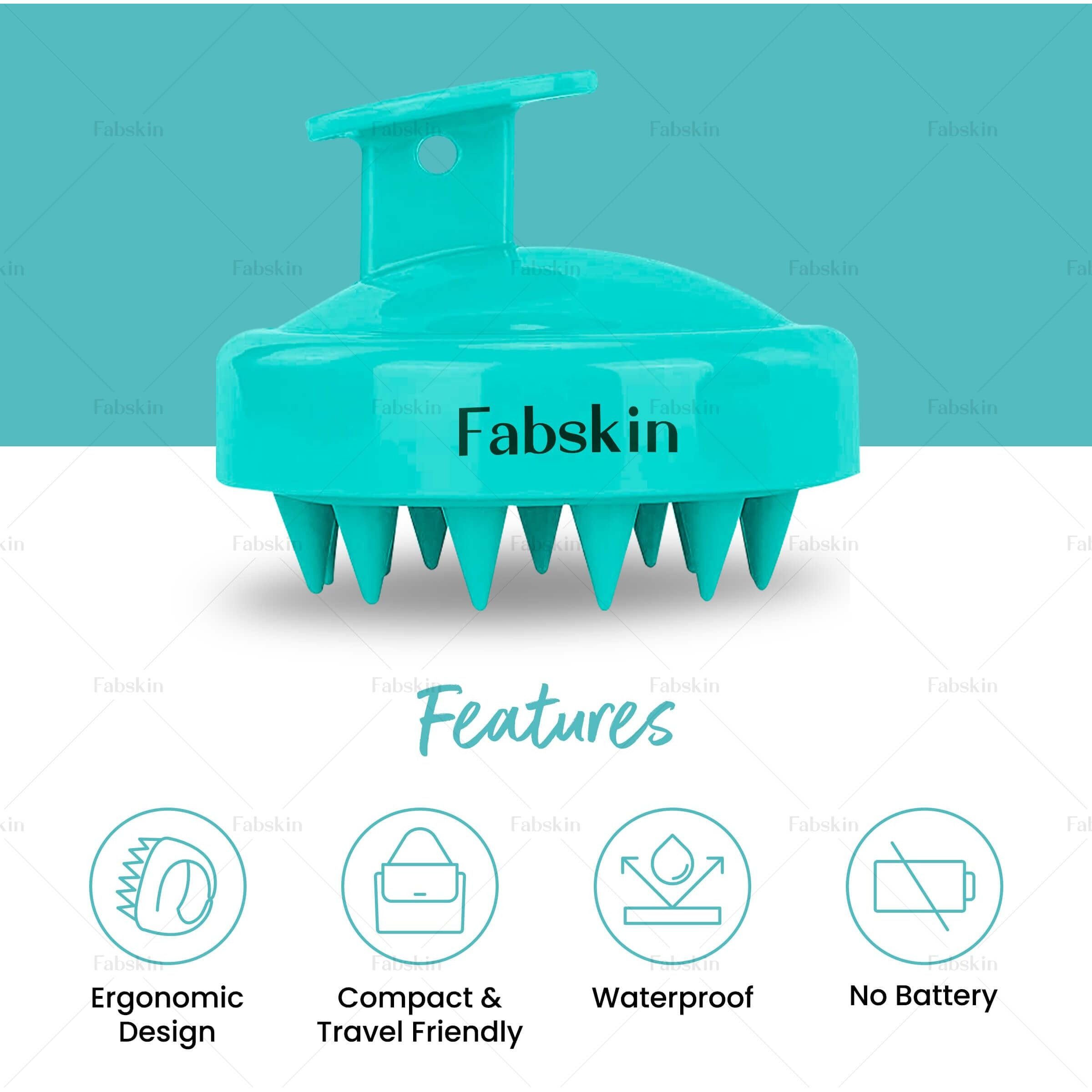 Fabskin Hair Scalp Massager Shampoo Brush | Silicone Head Body Massager Brush | Scalp Shower Hair Brush | Hair Washing Massager Brush | Hair Washing Brush (Aqua Green)