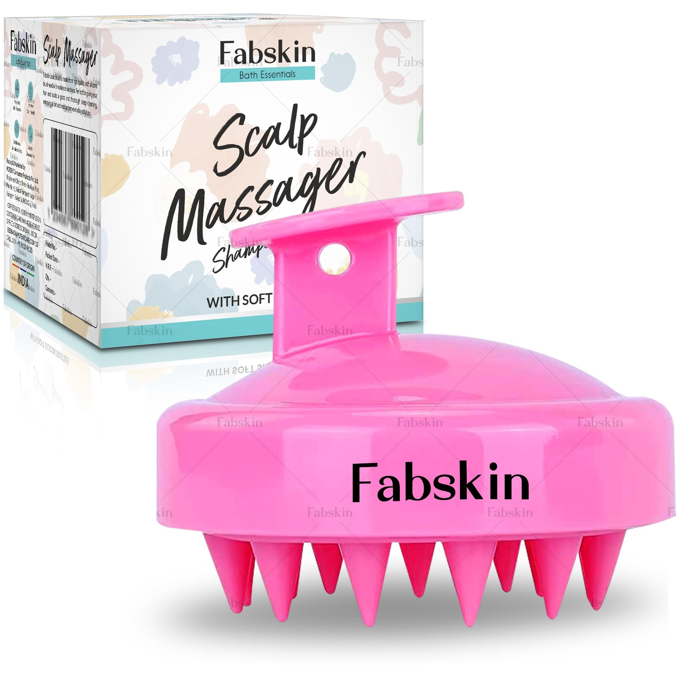 Fabskin Hair Scalp Massager Shampoo Brush With Soft Silicone Bristles For Anti Dandruff, Exfoliating, Scalp Care Manual Head Massager (Pink)