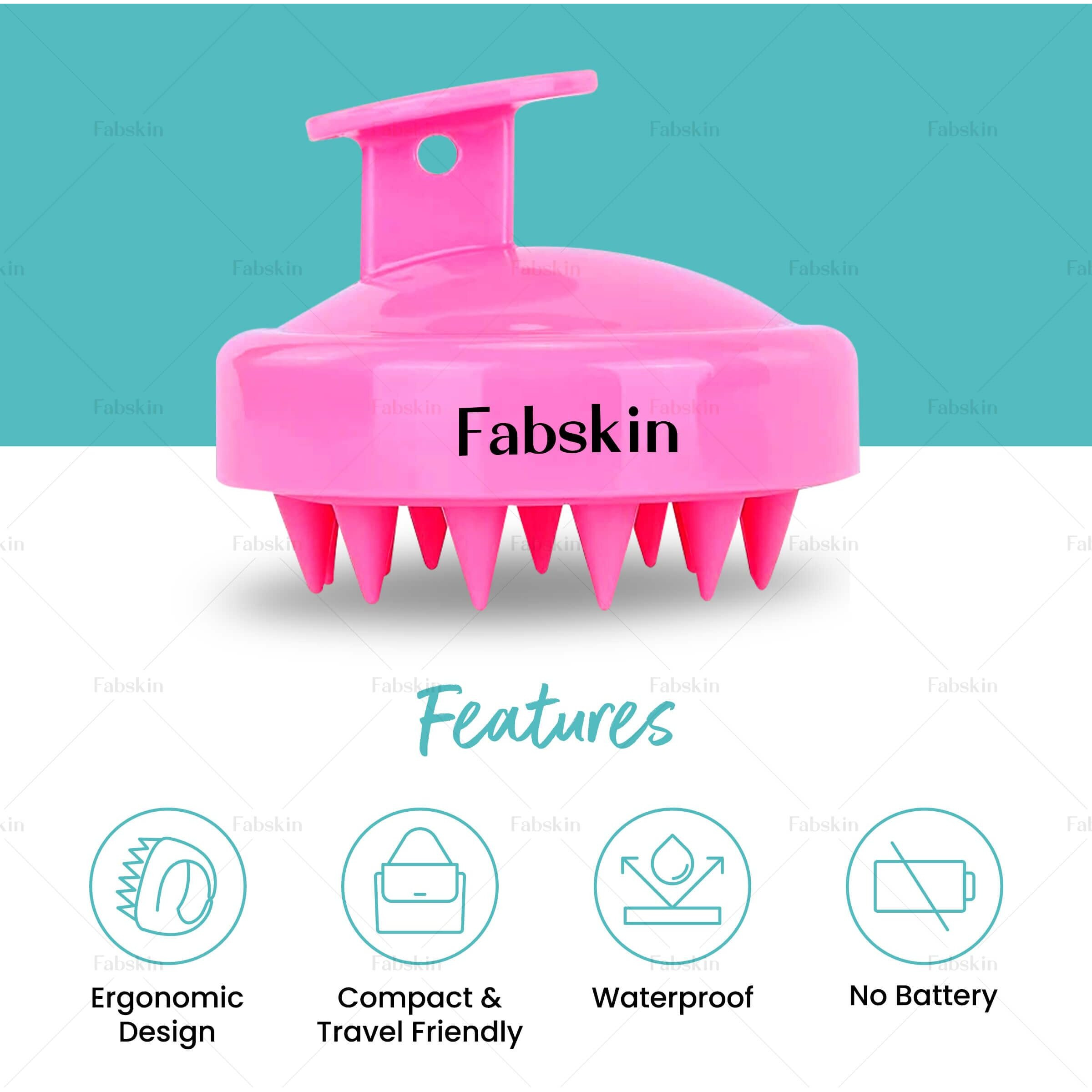 Fabskin Hair Scalp Massager Shampoo Brush With Soft Silicone Bristles For Anti Dandruff, Exfoliating, Scalp Care Manual Head Massager (Pink)