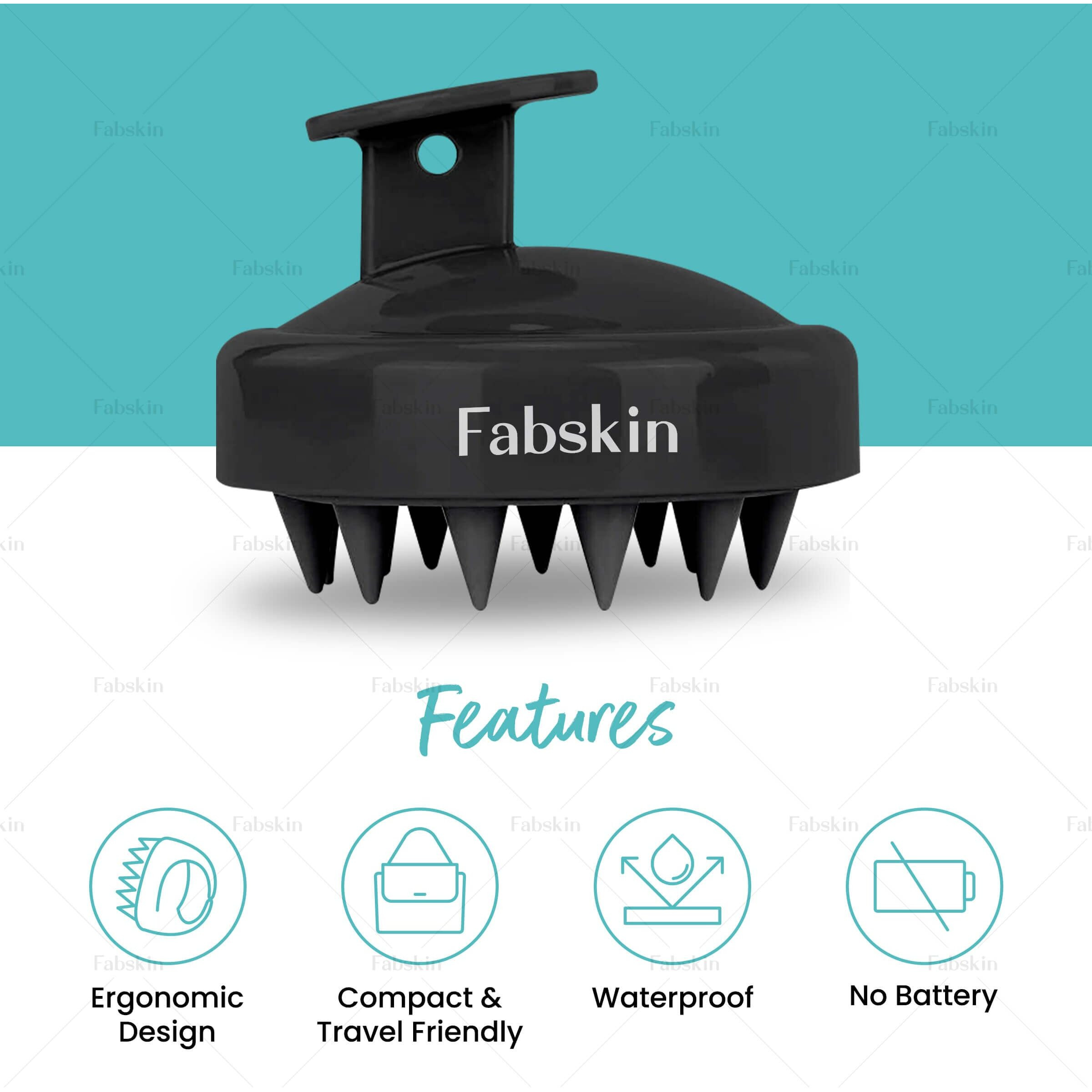 Fabskin Hair Scalp Massager Shampoo Brush | Silicone Head Body Massager Brush | Scalp Shower Hair Brush | Hair Washing Massager Brush | Hair Washing Brush (Black)