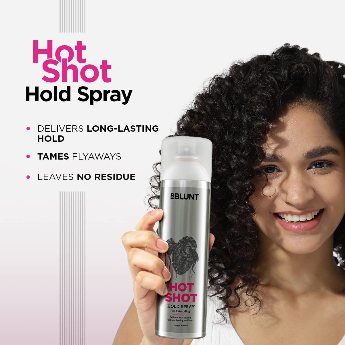 Bblunt Hot Shot Hold Spray For Instant & Firm Hold - 300 Ml