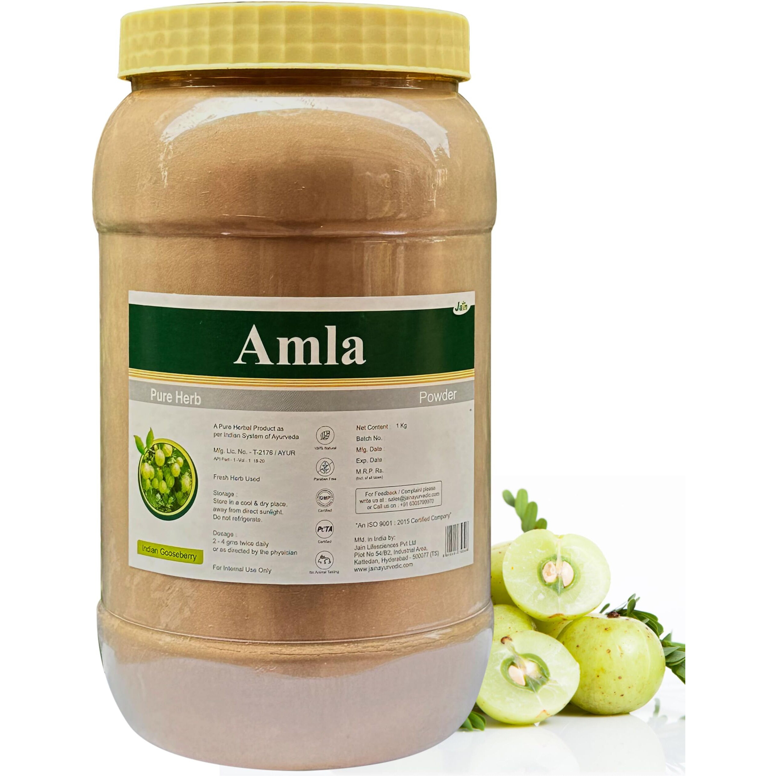 Jain Dried Amla Powder For Eating And Drinking,1Kg (1000G)|Natural Indian Gooseberry Powder For Healthy Hair And Skin|Anti-Oxidant